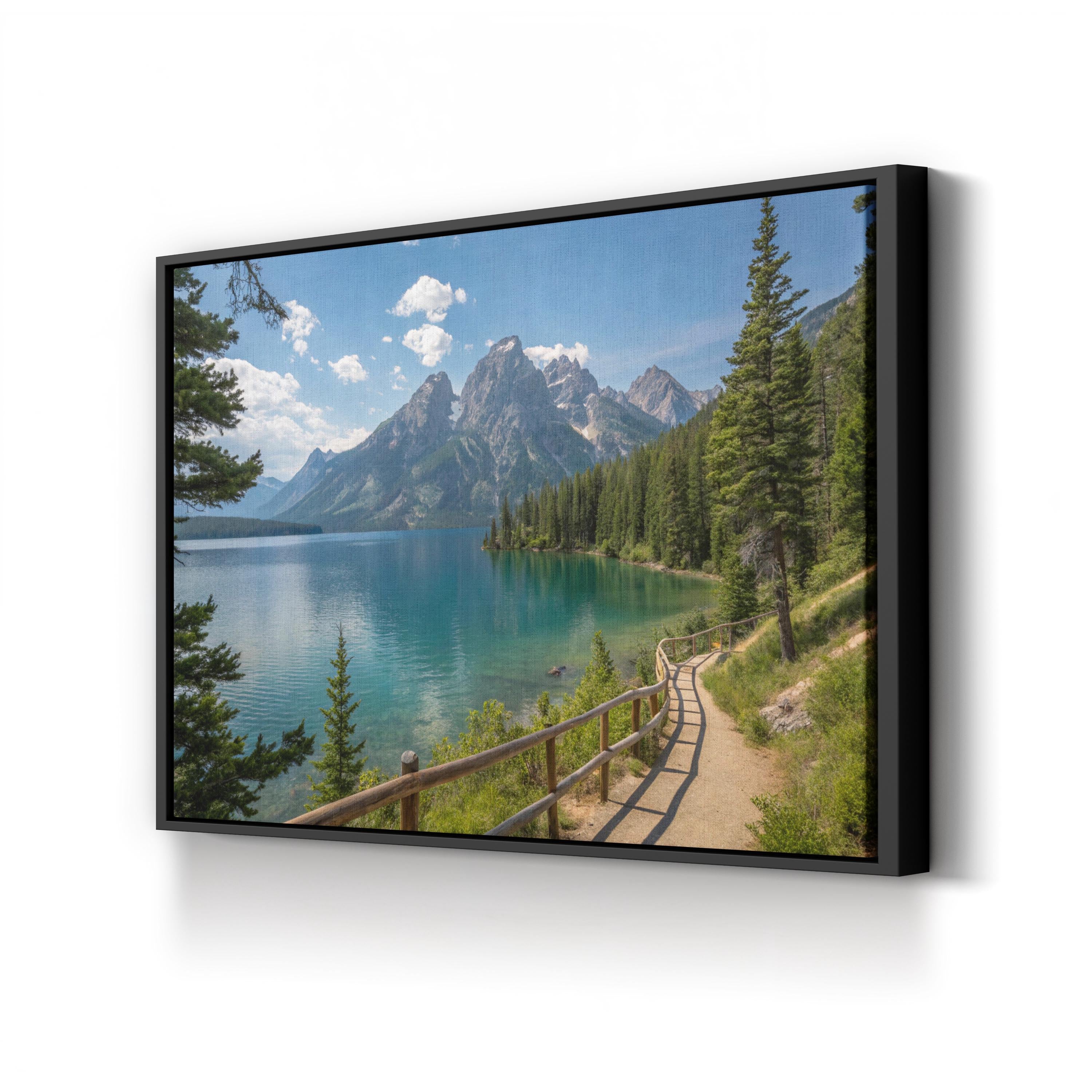 Jenny Lake Mountain Wall Art – Serene Alpine Landscape Canvas Print