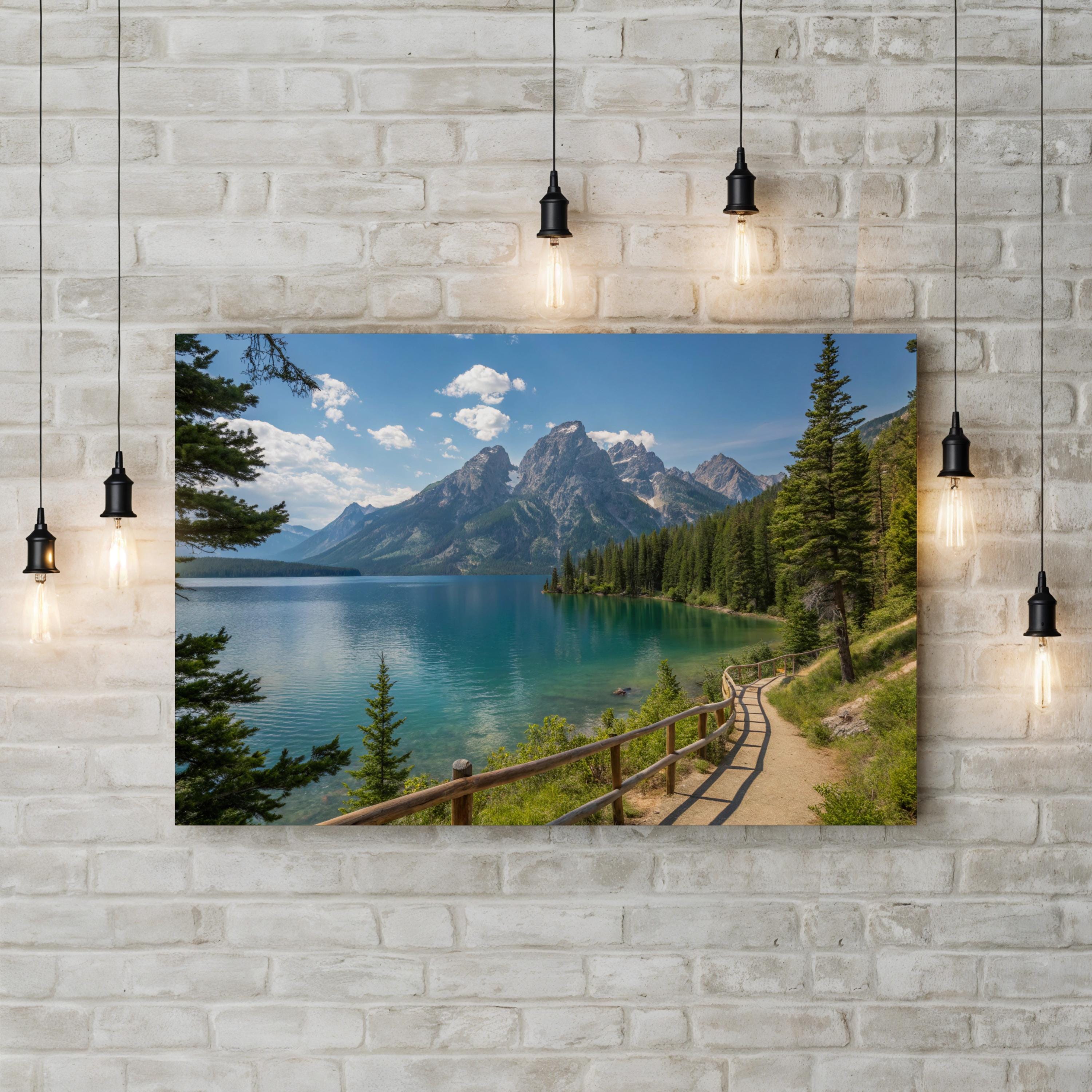 Jenny Lake Mountain Wall Art – Serene Alpine Landscape Canvas Print