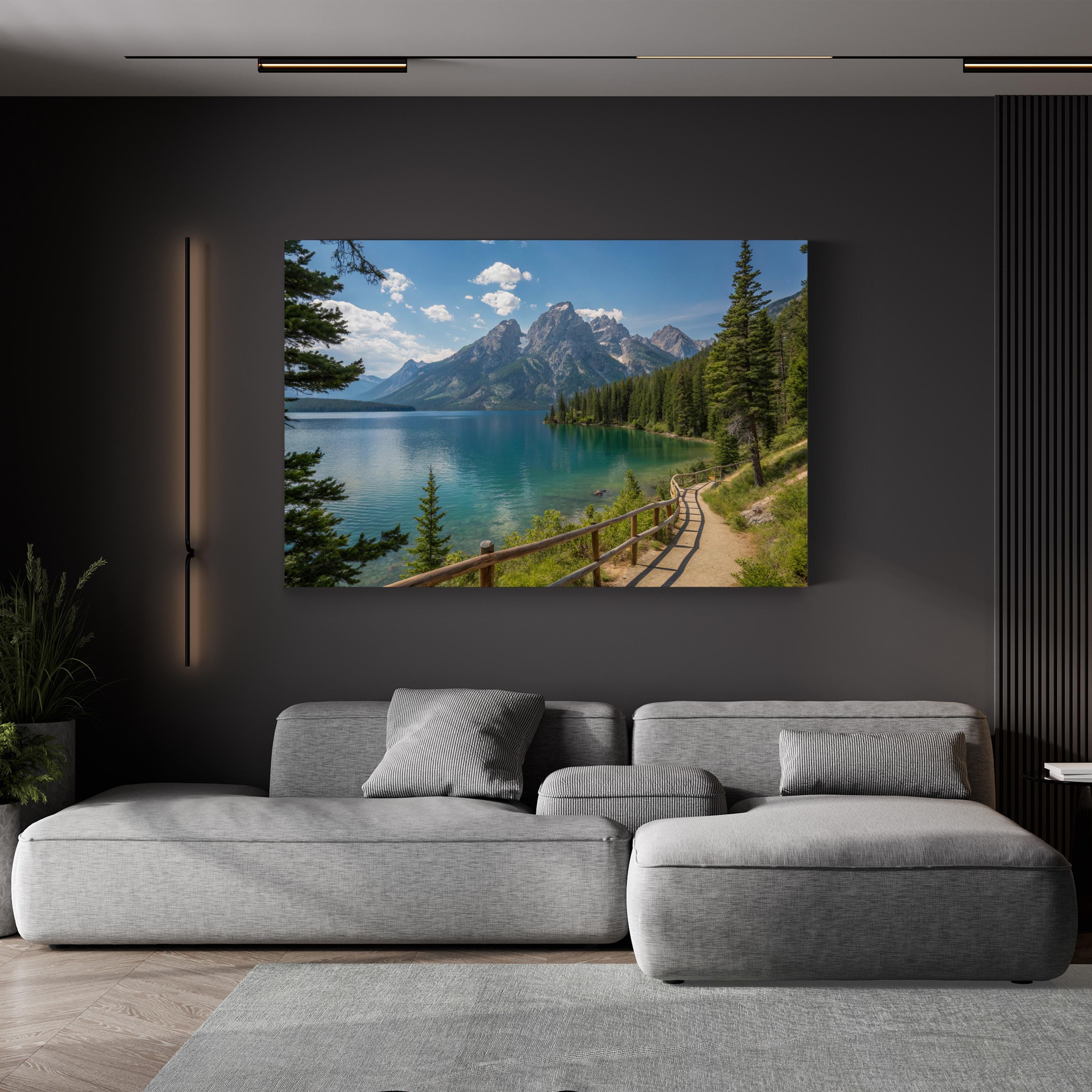 Jenny Lake Mountain Wall Art – Serene Alpine Landscape Canvas Print
