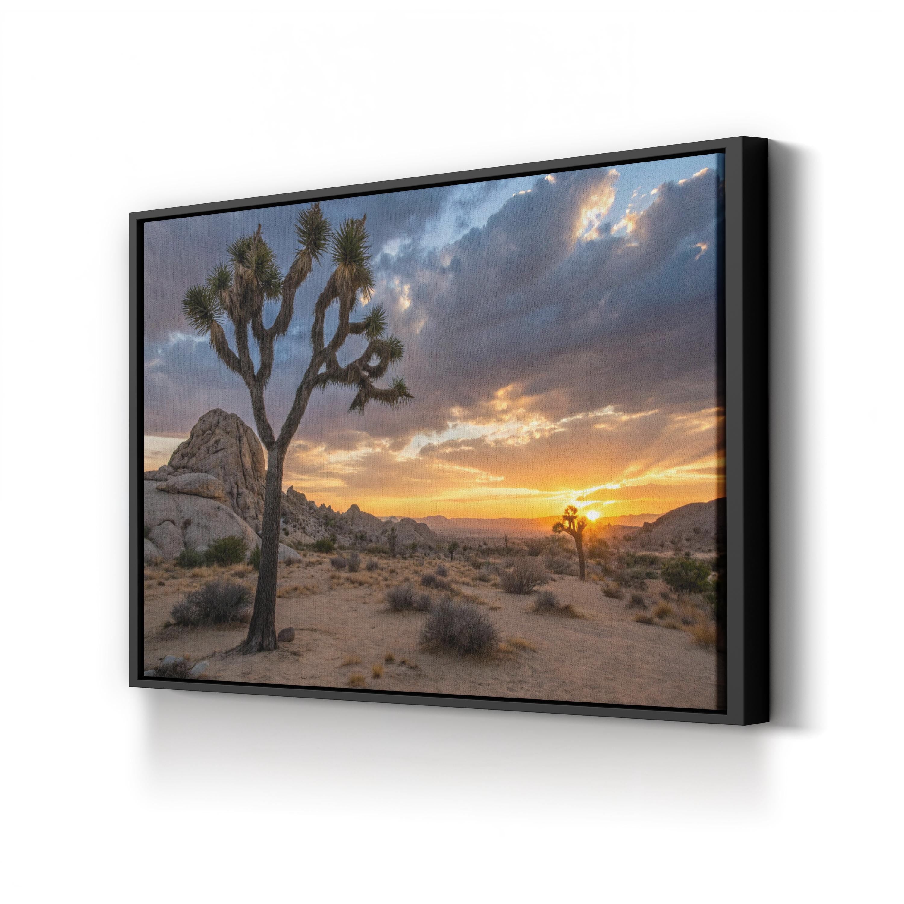 Joshua Tree Desert Sunset – Vintage Photography Wall Art | Southwest Canvas Print