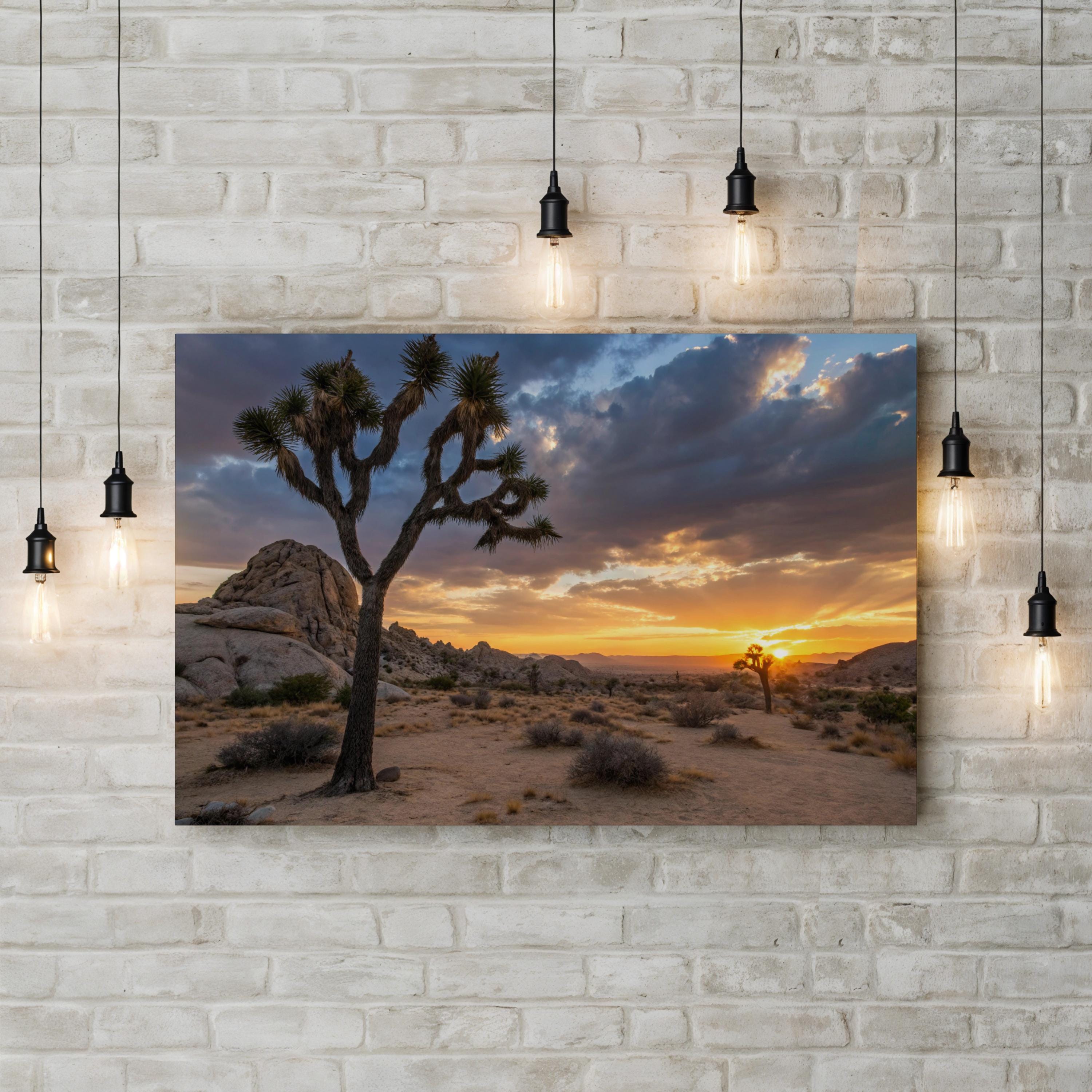Joshua Tree Desert Sunset – Vintage Photography Wall Art | Southwest Canvas Print