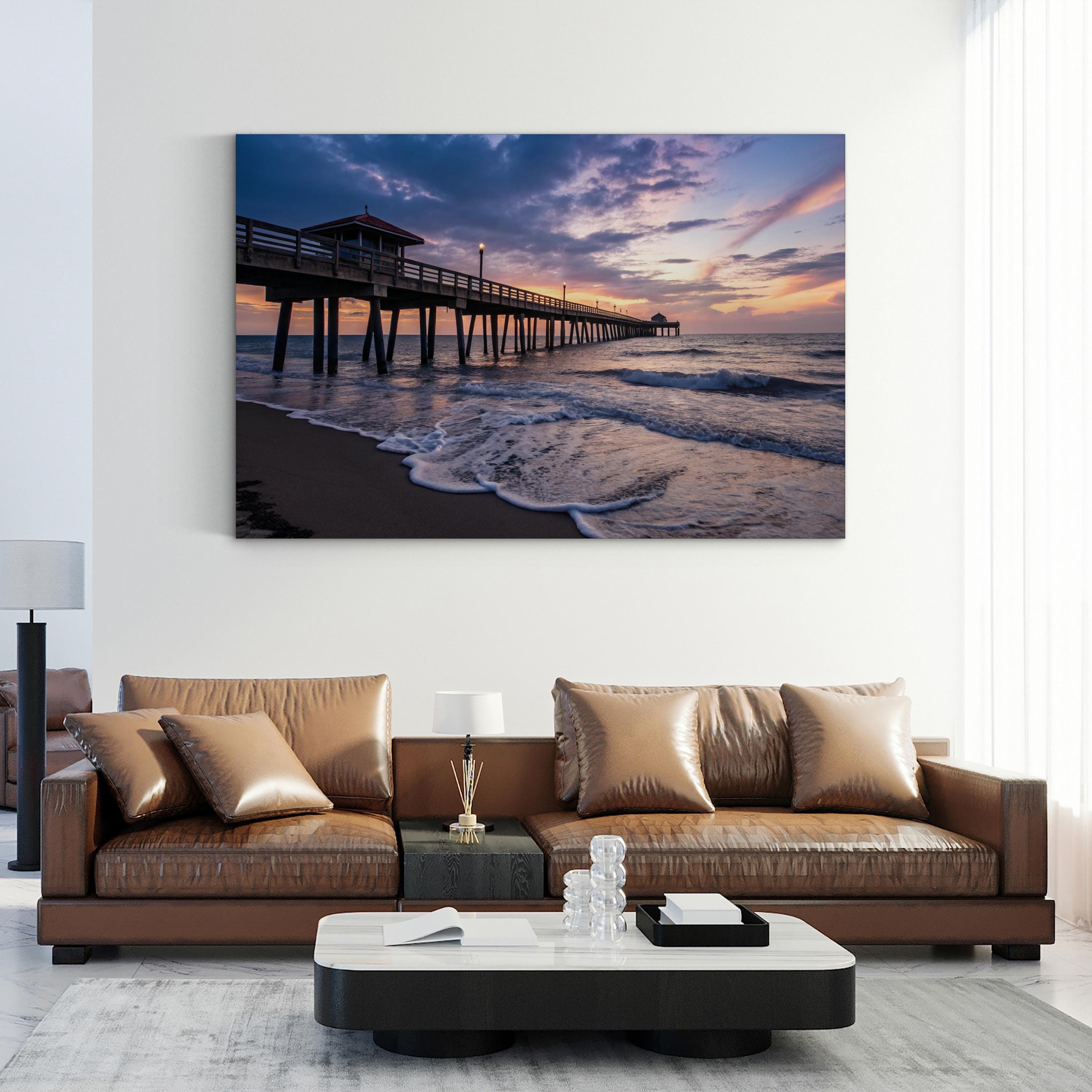 Juno Beach Pier Sunset Canvas Art – Coastal Landscape Print