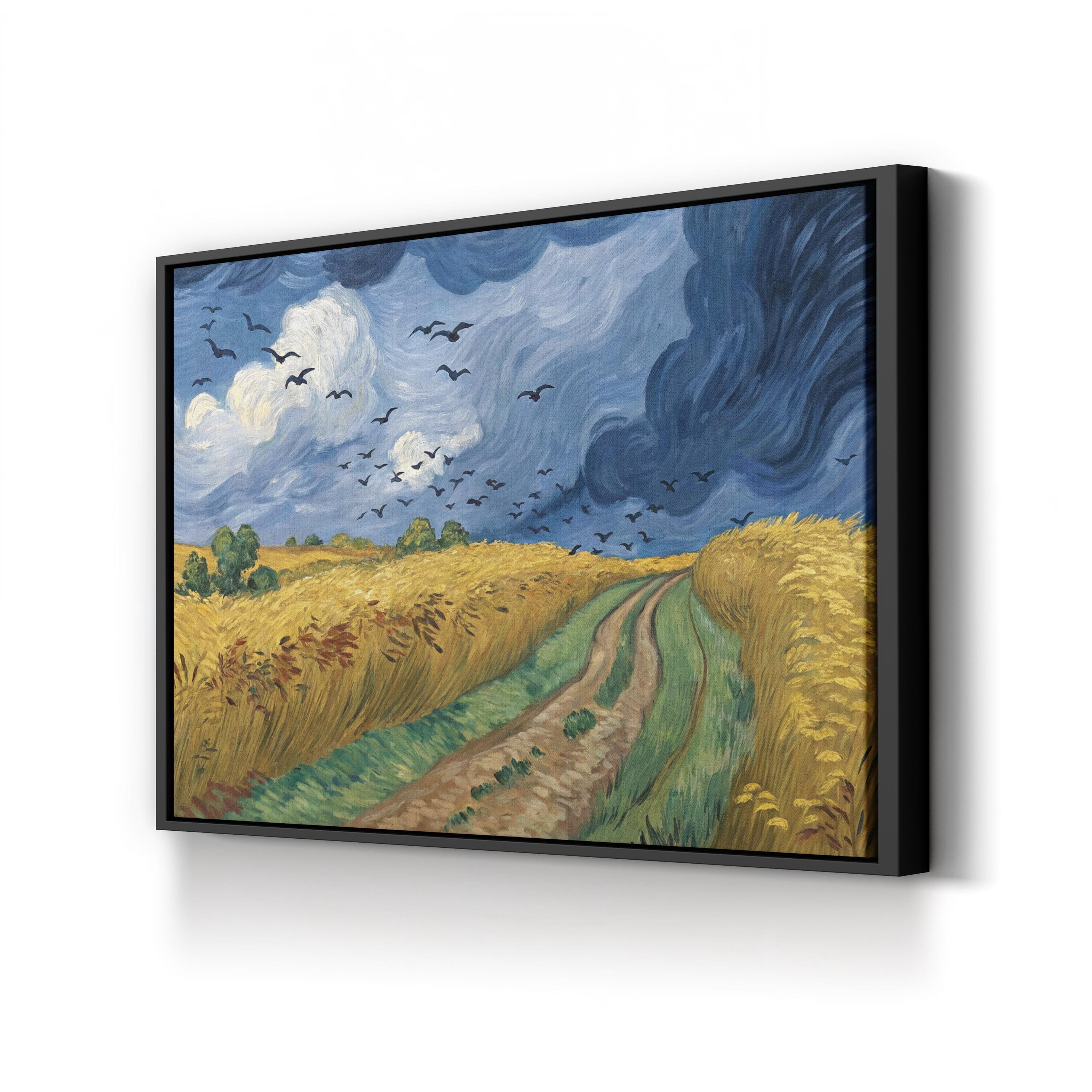 Wheatfield with Crows by Vincent van Gogh canvas print in white frame