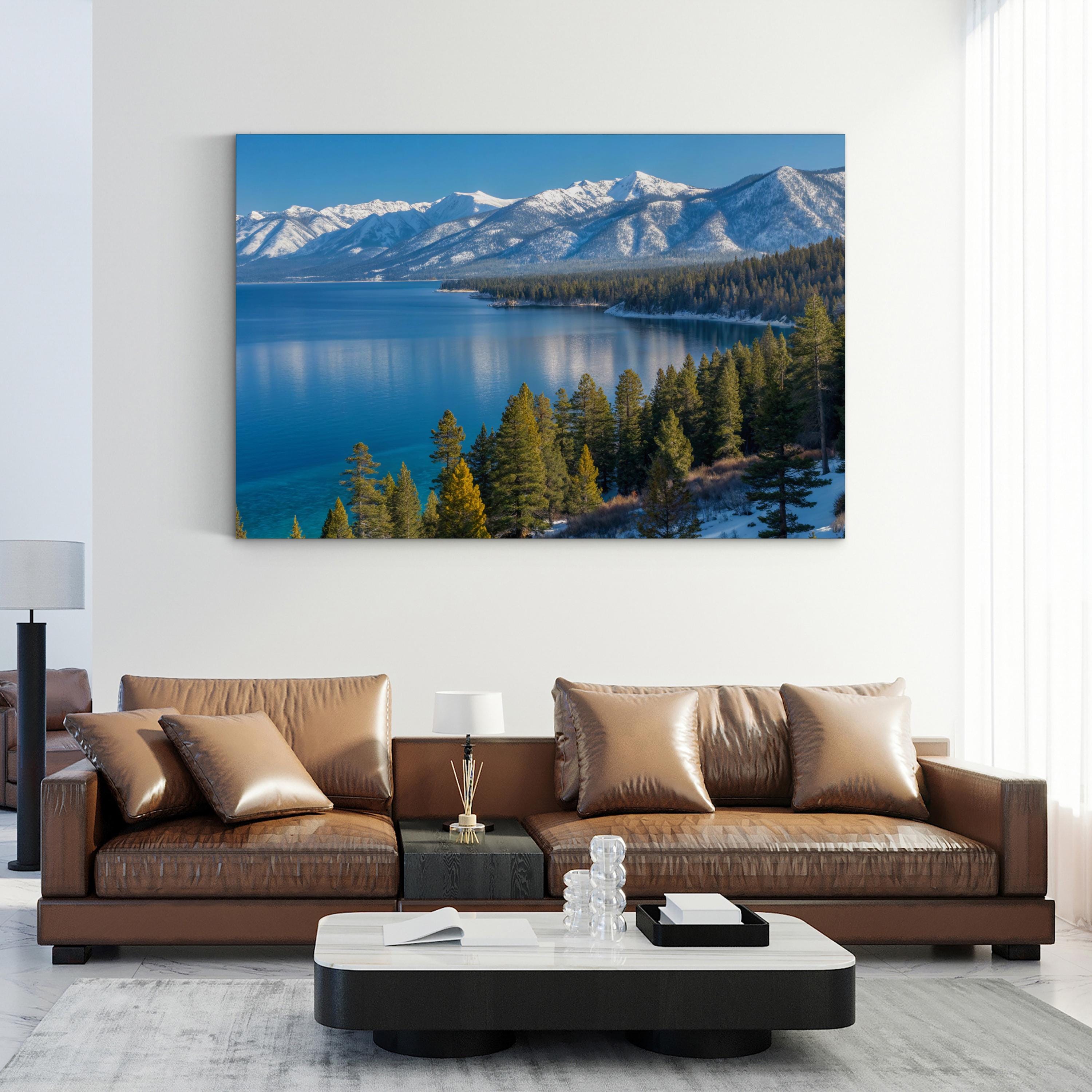 Lake Tahoe Canvas Art – Framed Mountain Landscape