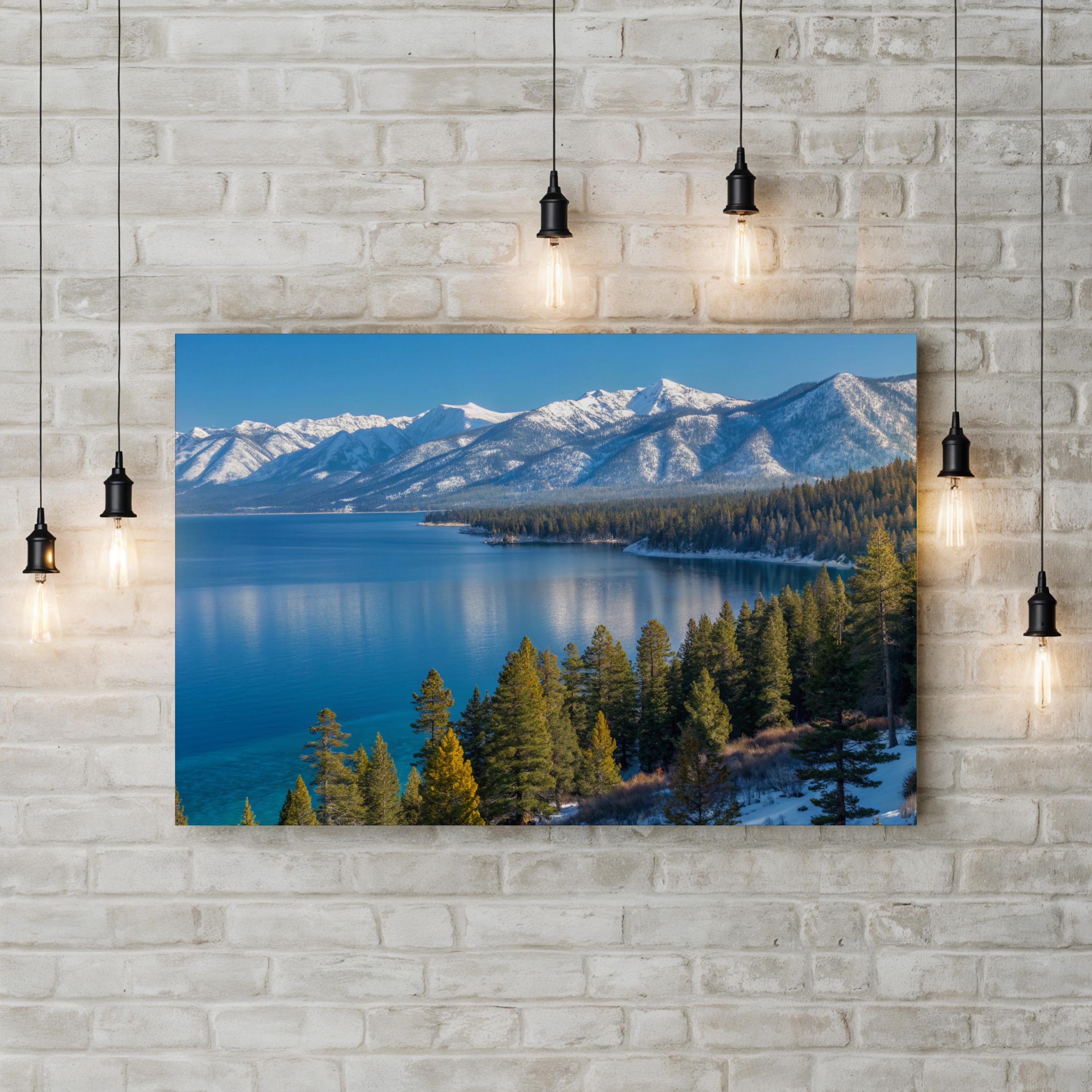 Lake Tahoe Canvas Art – Framed Mountain Landscape