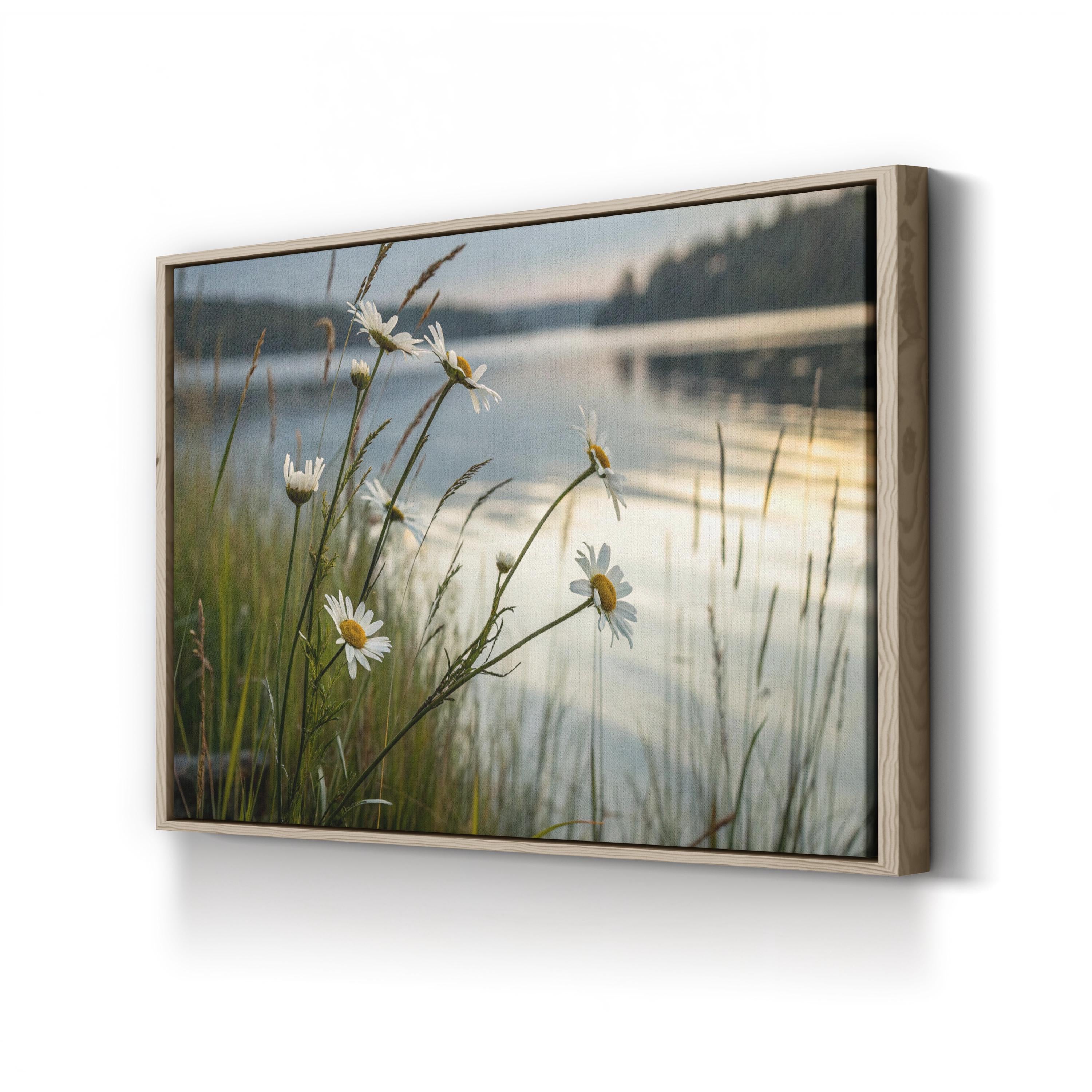 Lake Welsperg Canvas Wall Art — Tranquil Lakeside Floral Landscape Print, South Tyrol Italy