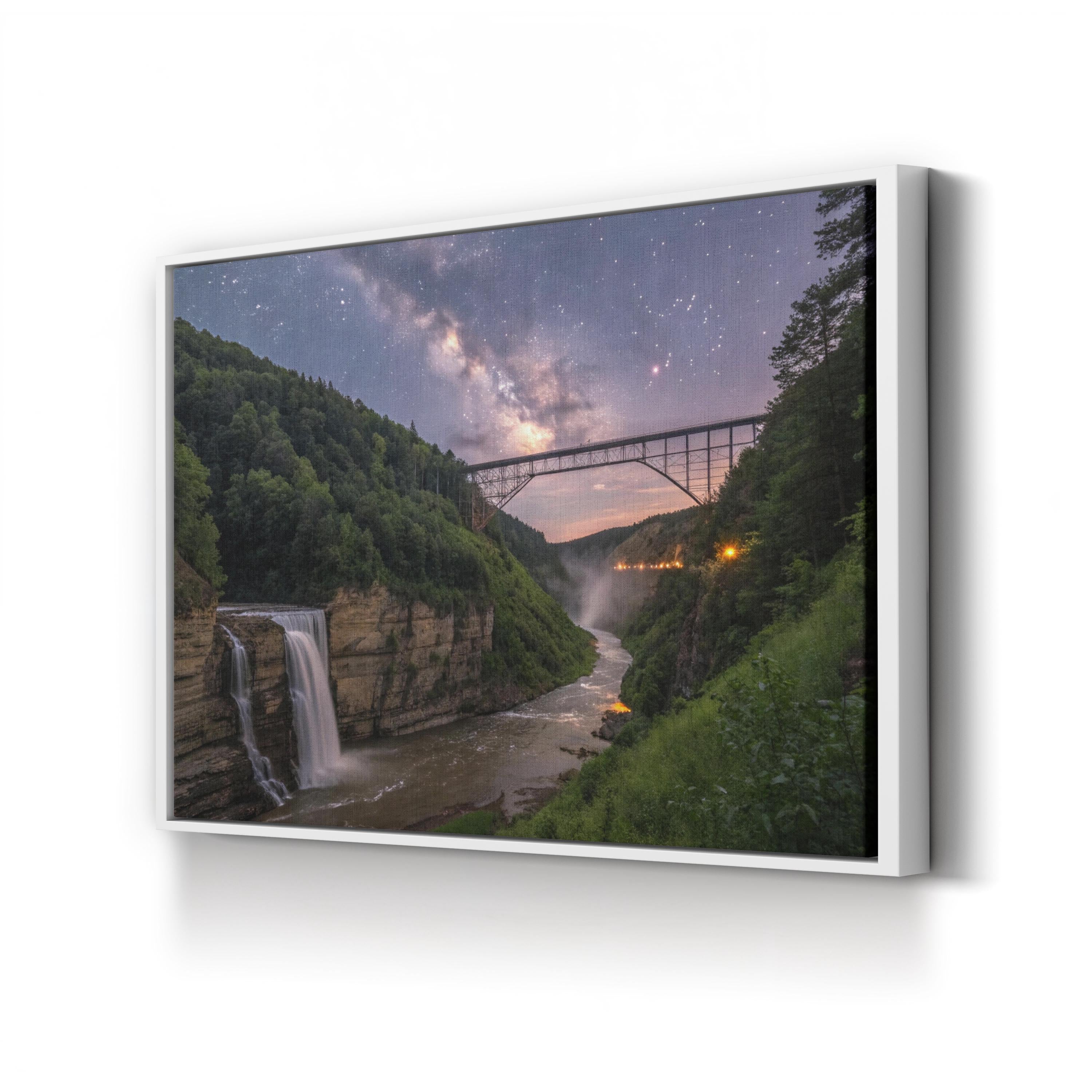 Letchworth Trestle Bridge Gorge – Vintage Photography Wall Art | Waterfall Canvas Print