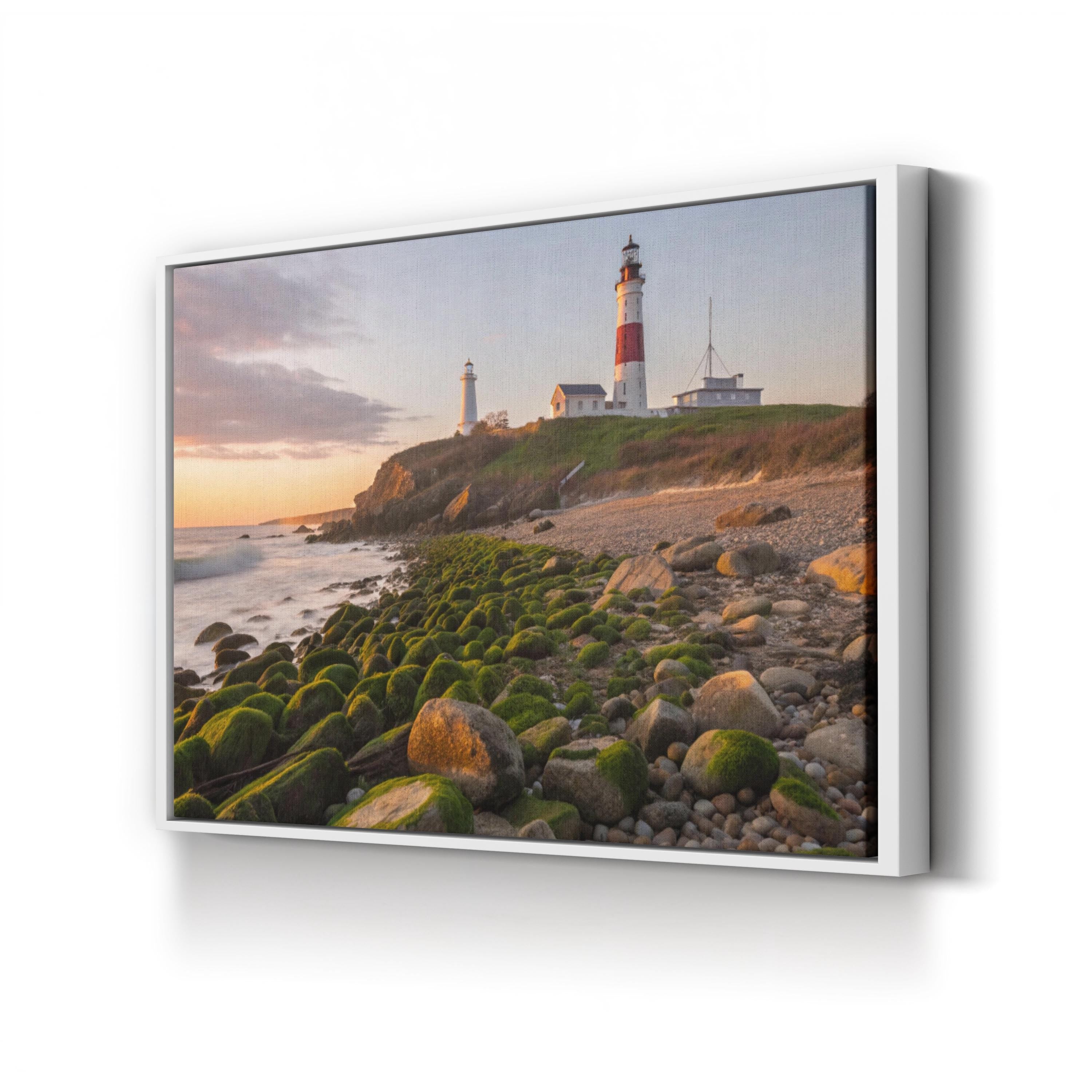 Long Island Lighthouse Sunset – Vintage Photography Wall Art | Coastal Canvas Print