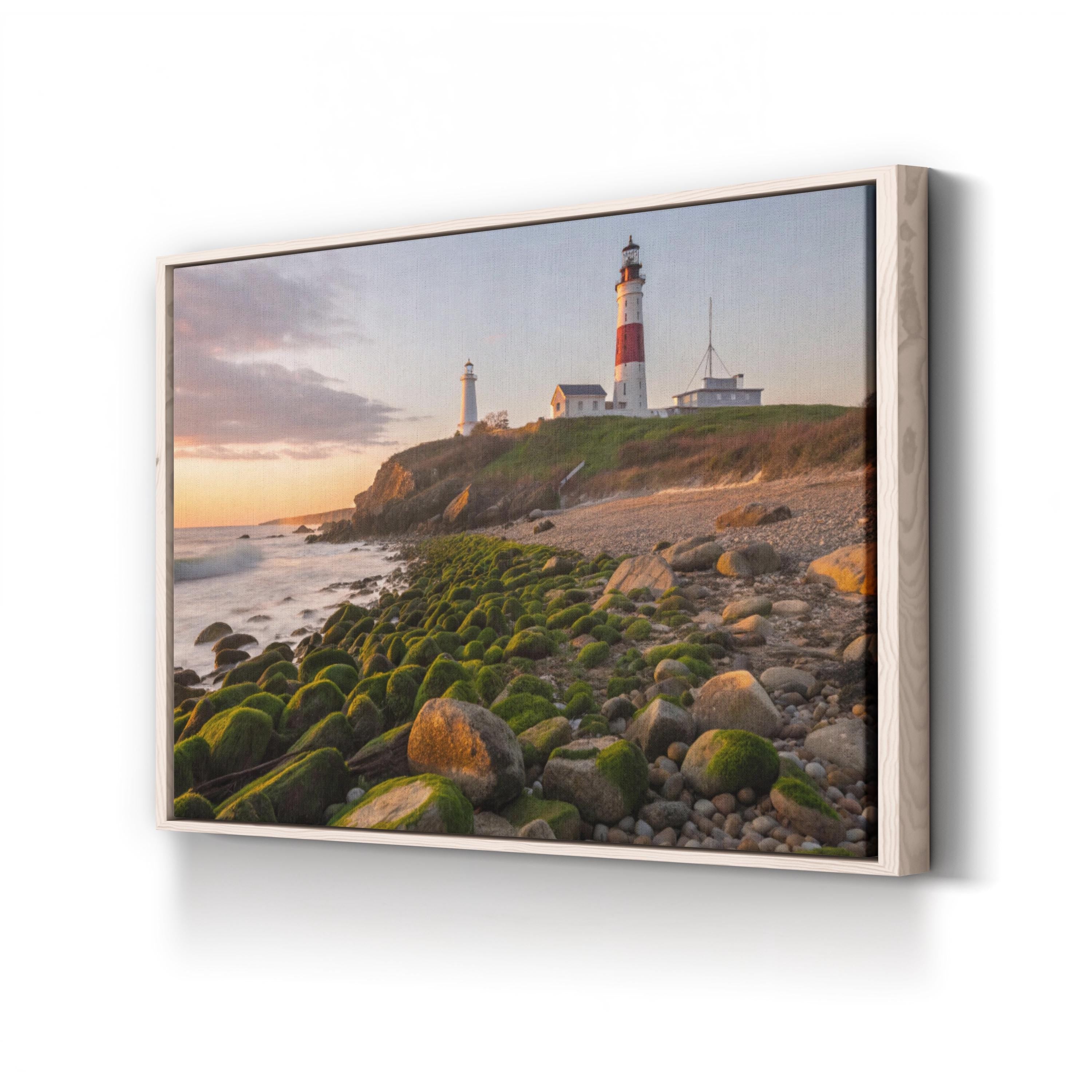 Long Island Lighthouse Sunset – Vintage Photography Wall Art | Coastal Canvas Print