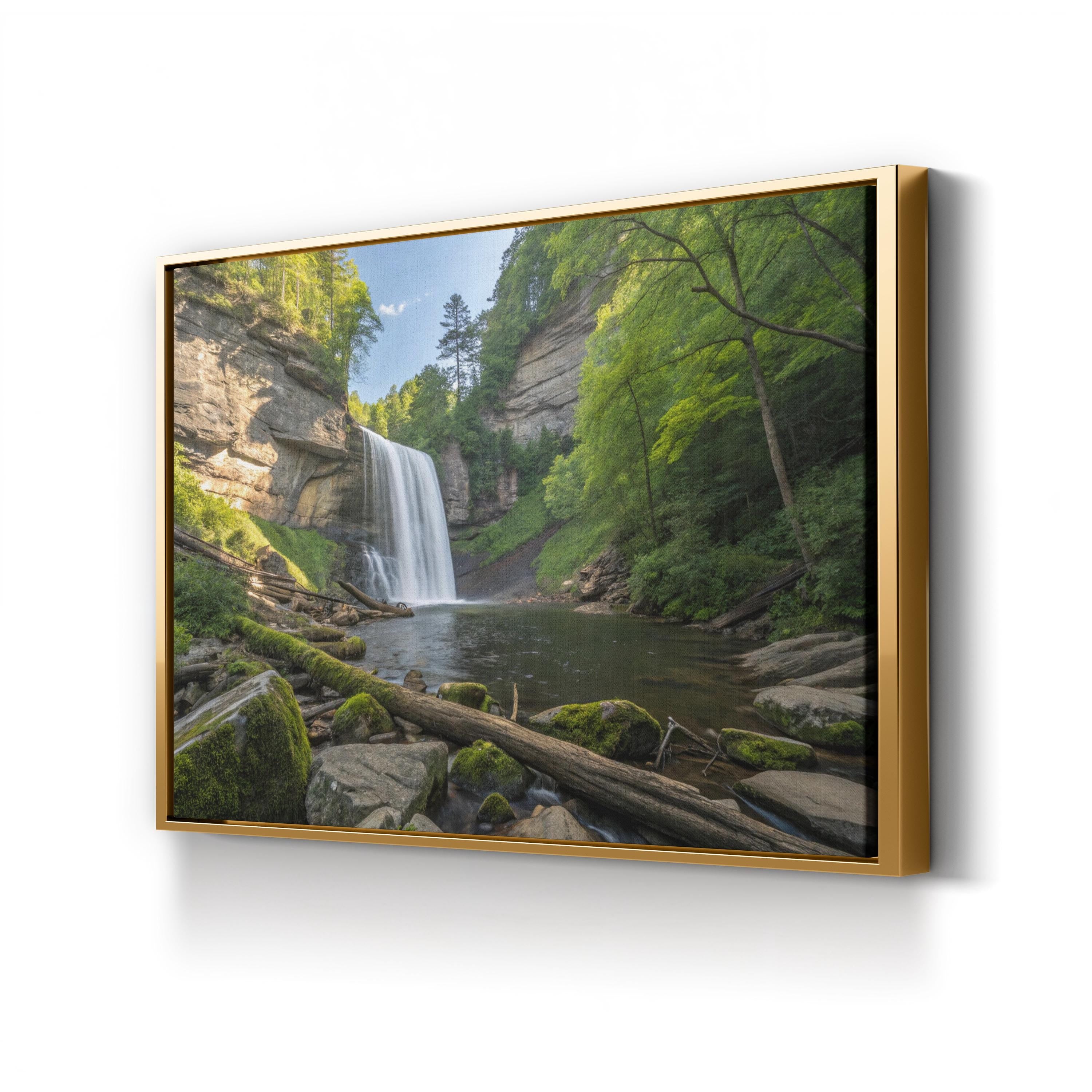 Looking Glass Falls Forest – Vintage Photography Wall Art | Waterfall Canvas Print
