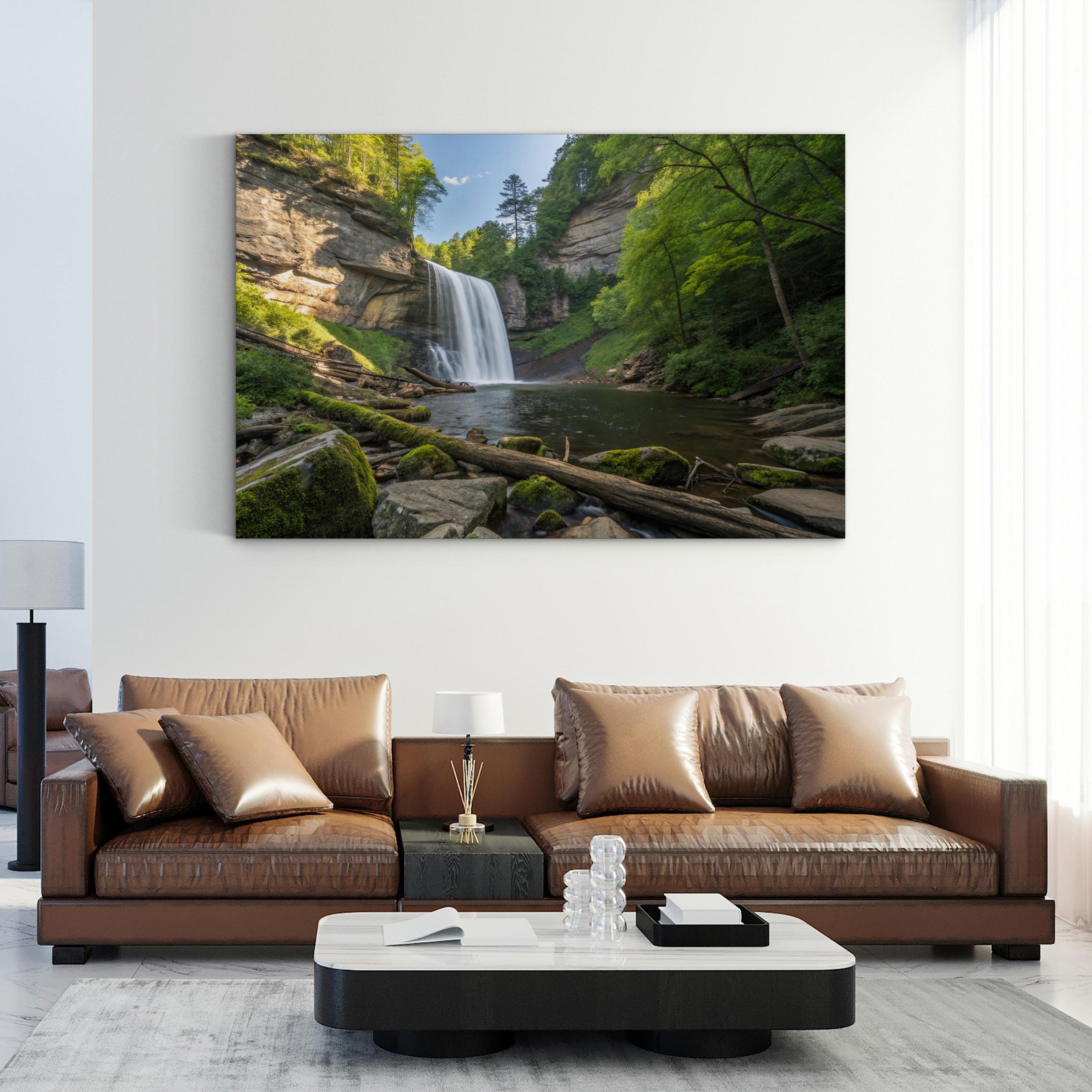 Looking Glass Falls Forest – Vintage Photography Wall Art | Waterfall Canvas Print
