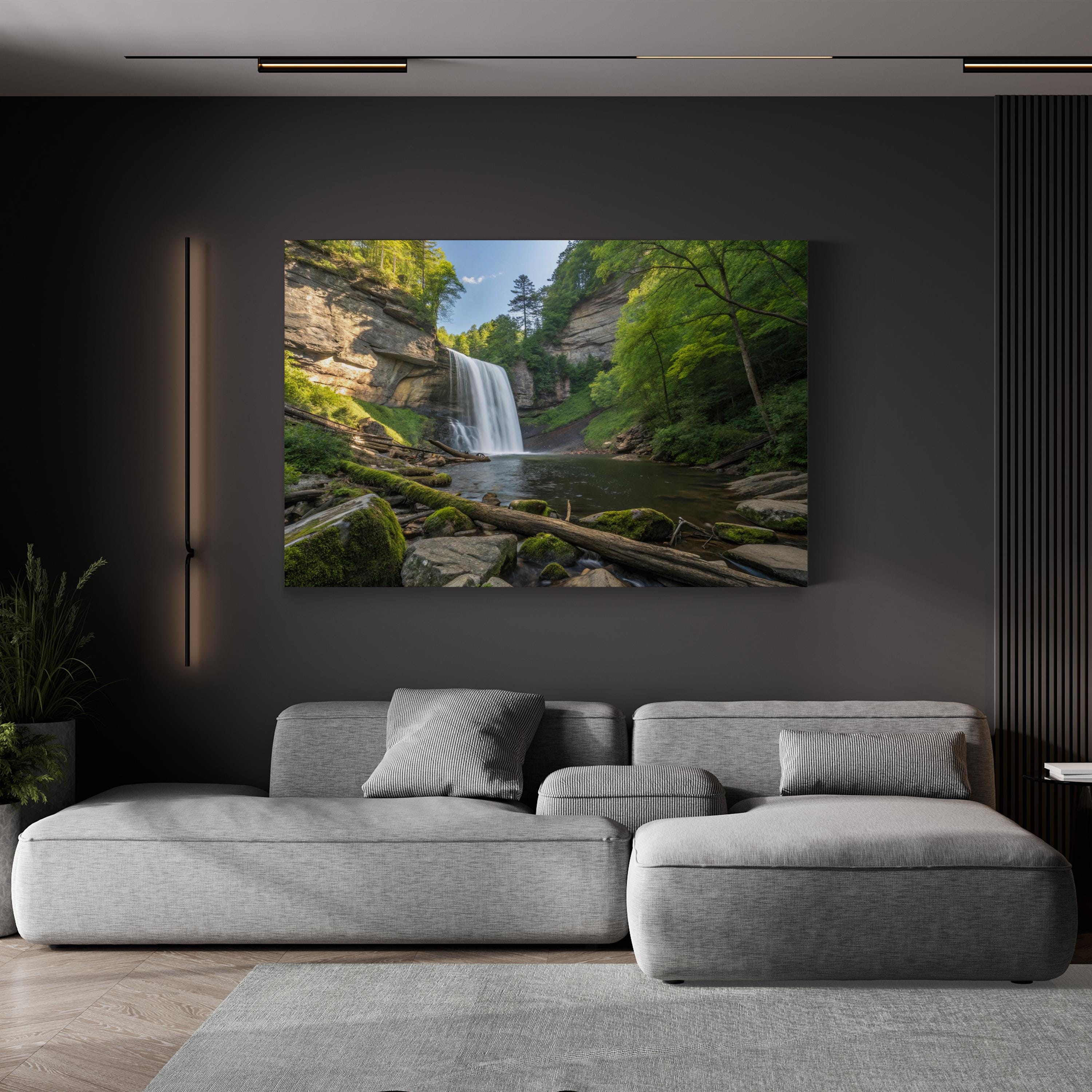 Looking Glass Falls Forest – Vintage Photography Wall Art | Waterfall Canvas Print