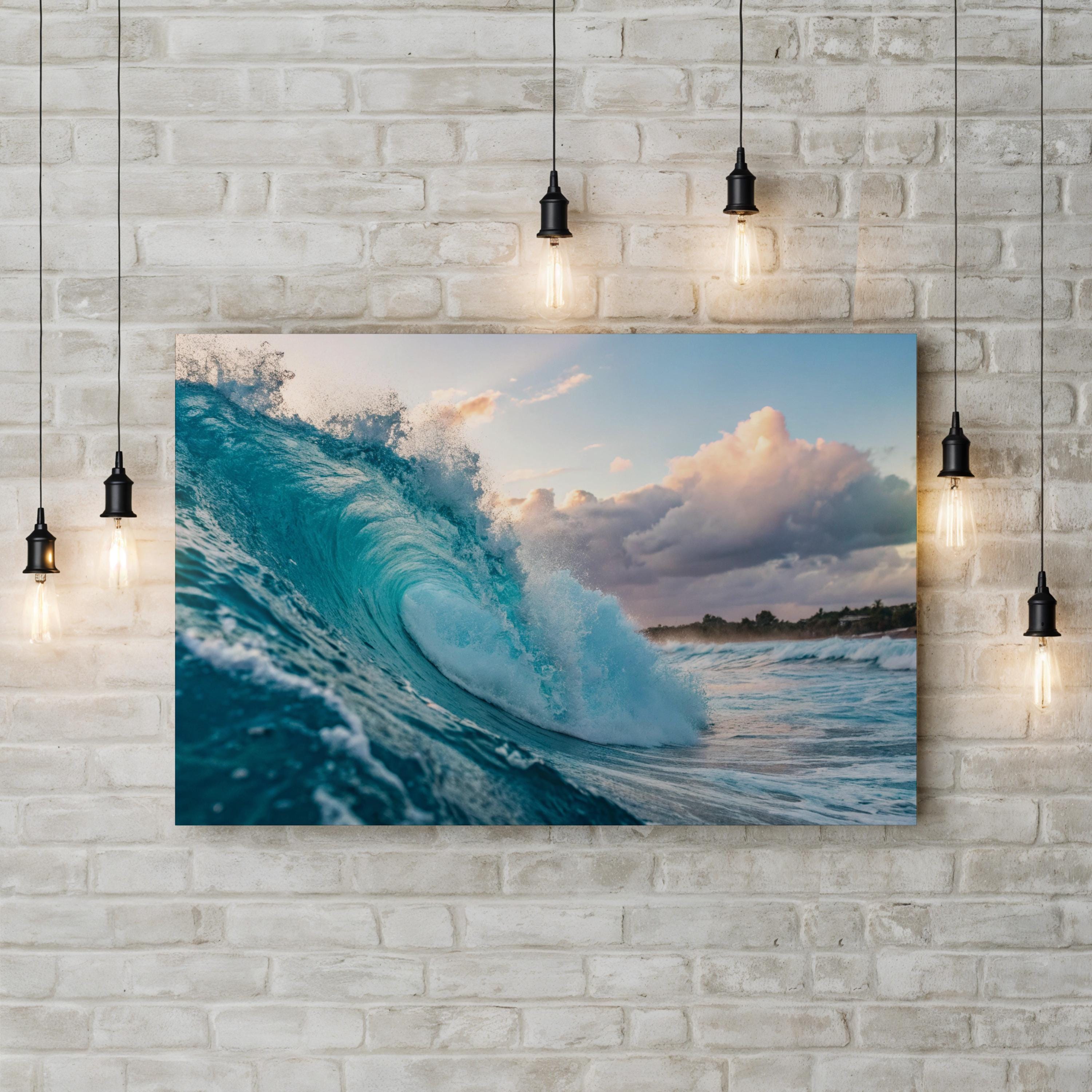 Cresting Ocean Wave Canvas Art: Coastal Seascape Beach Wall Decor