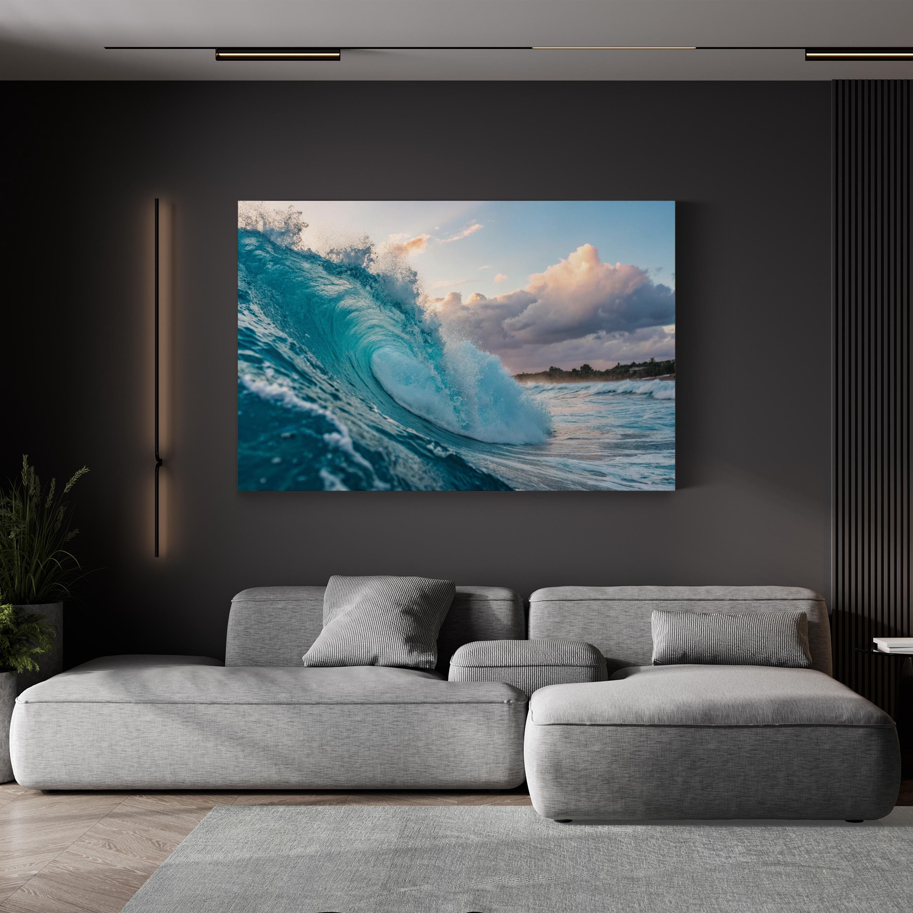 Cresting Ocean Wave Canvas Art: Coastal Seascape Beach Wall Decor