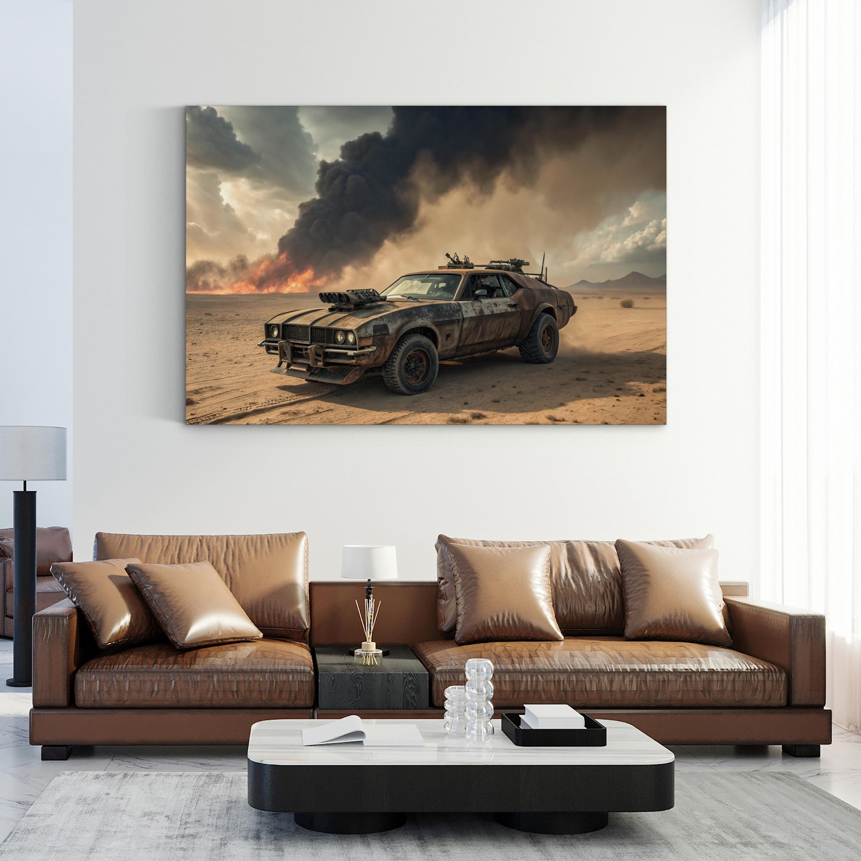 Mad Max Muscle Car – Period Illustration Wall Art | Dystopian Automotive Canvas Print