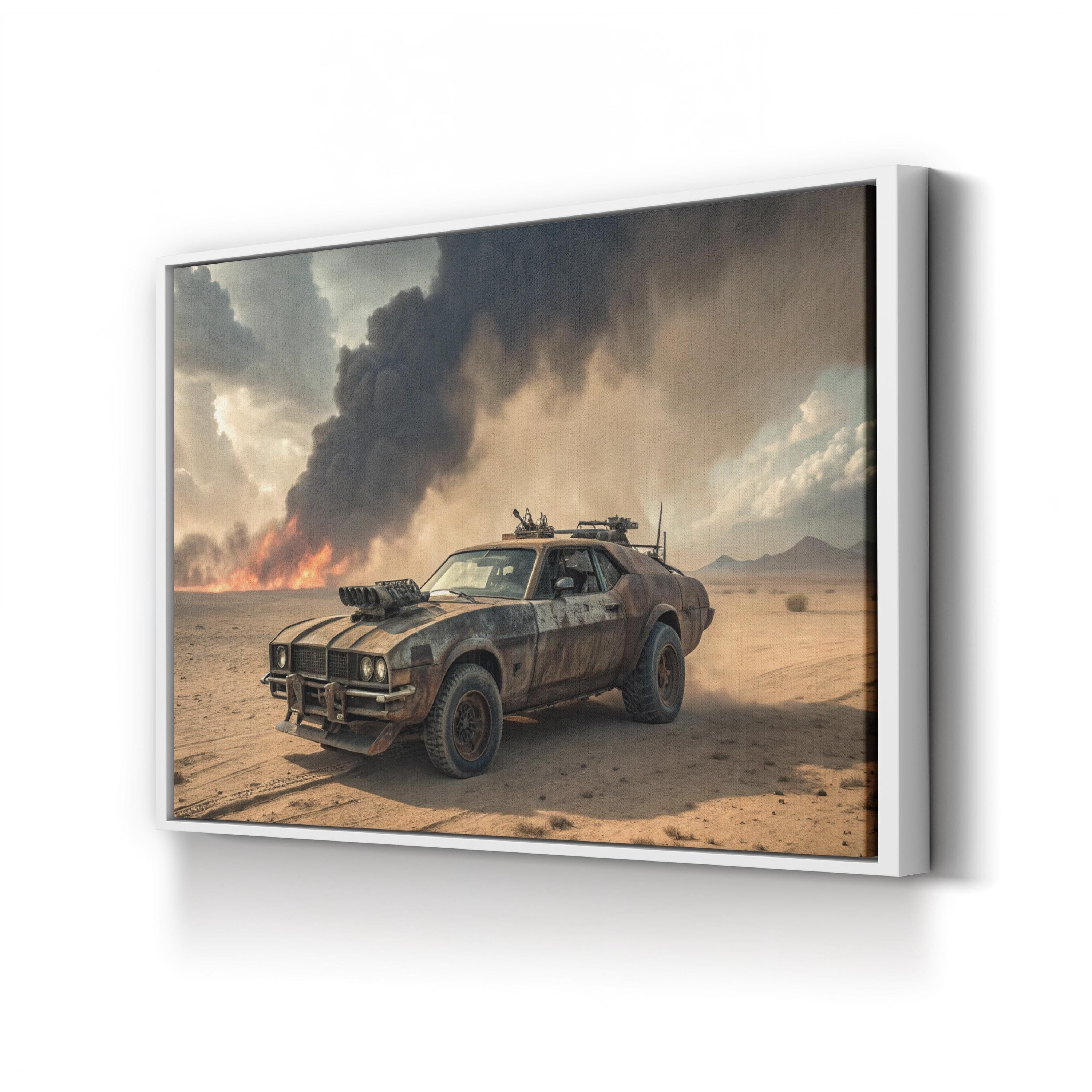 Mad Max Muscle Car – Period Illustration Wall Art | Dystopian Automotive Canvas Print