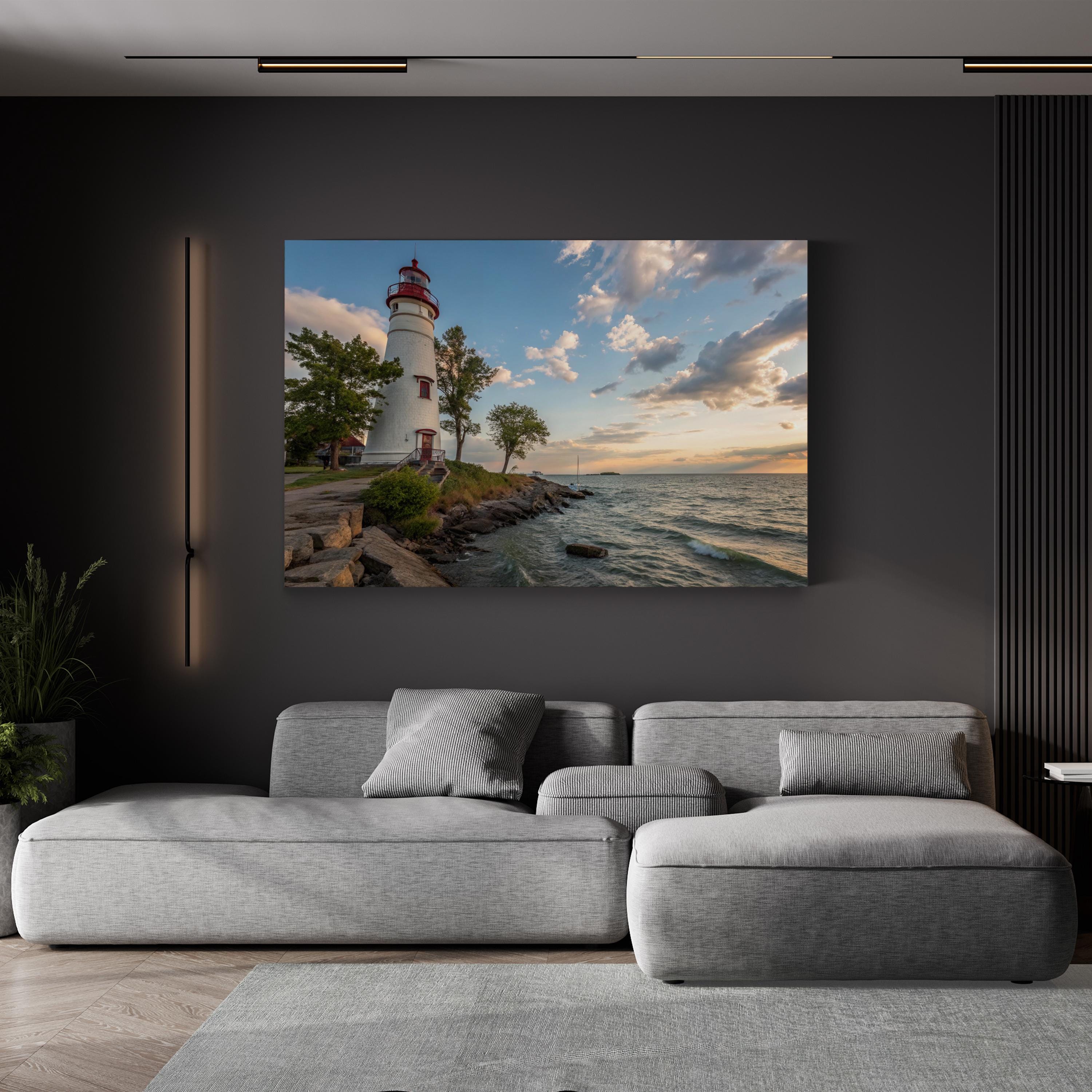 Marblehead Lighthouse, Marblehead, Ohio, USA Wall Art — Nautical Coastal Landscape Canvas Print