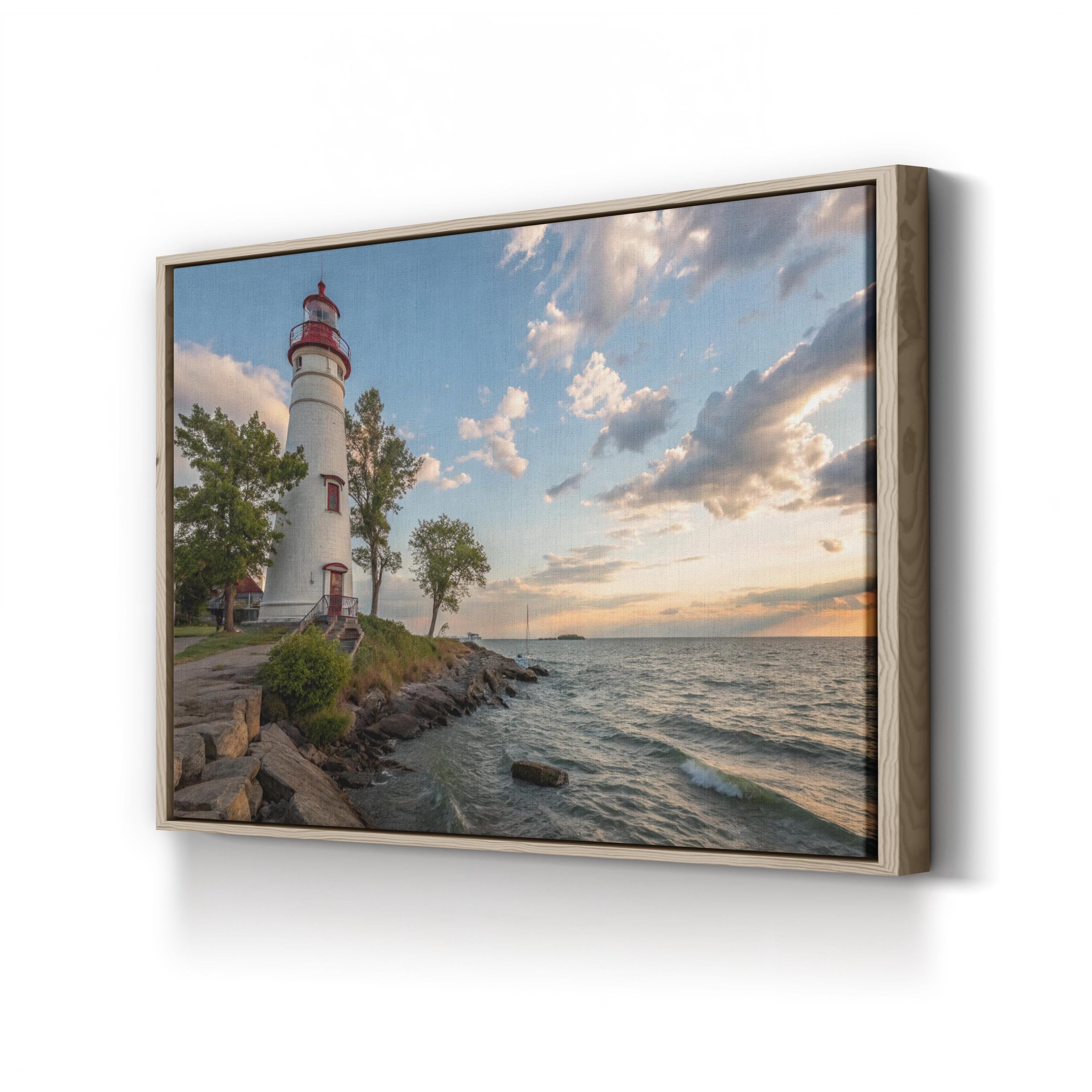 Marblehead Lighthouse, Marblehead, Ohio, USA Wall Art — Nautical Coastal Landscape Canvas Print