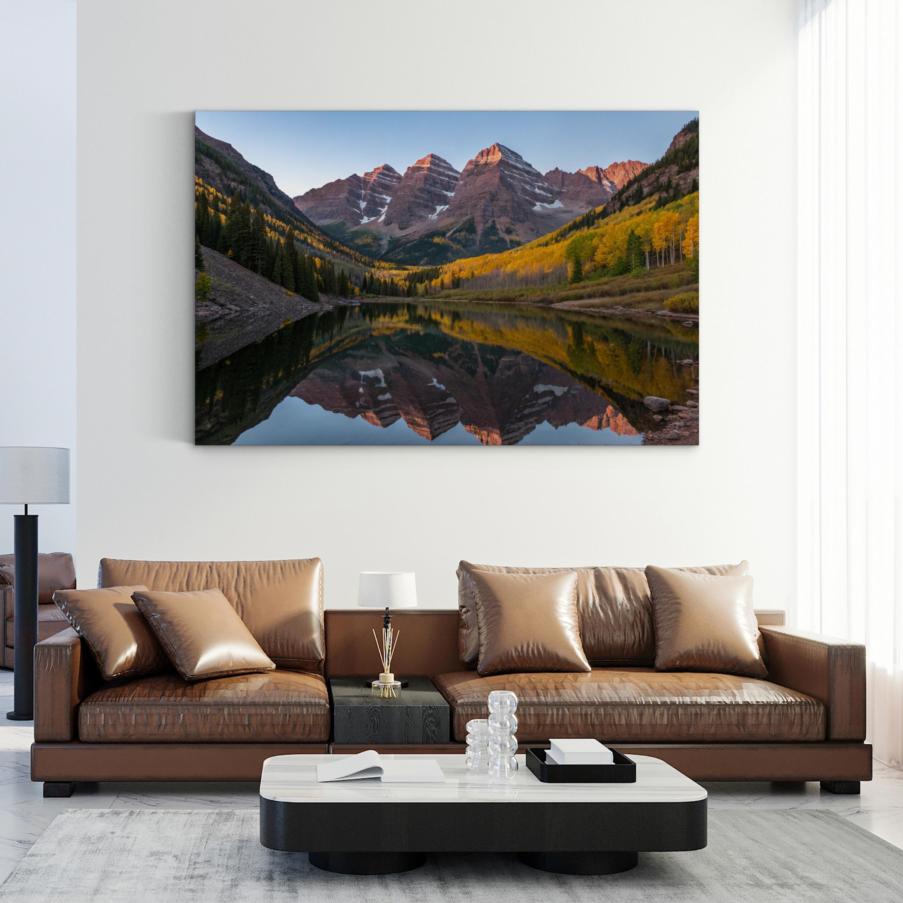Maroon Bells Autumn Reflection, Colorado – Vintage Photography Wall Art | Rocky Mountain Canvas Print