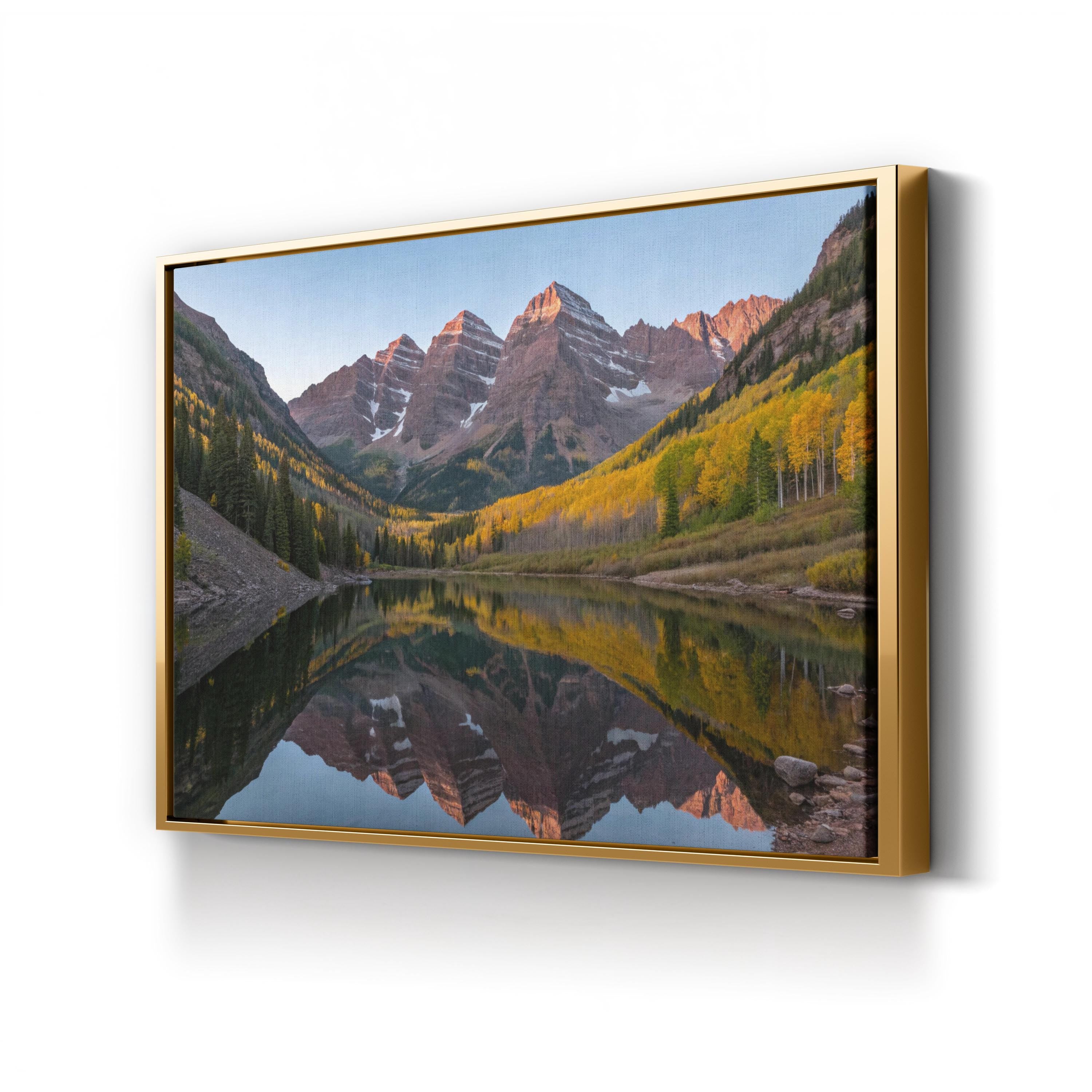 Maroon Bells Autumn Reflection, Colorado – Vintage Photography Wall Art | Rocky Mountain Canvas Print