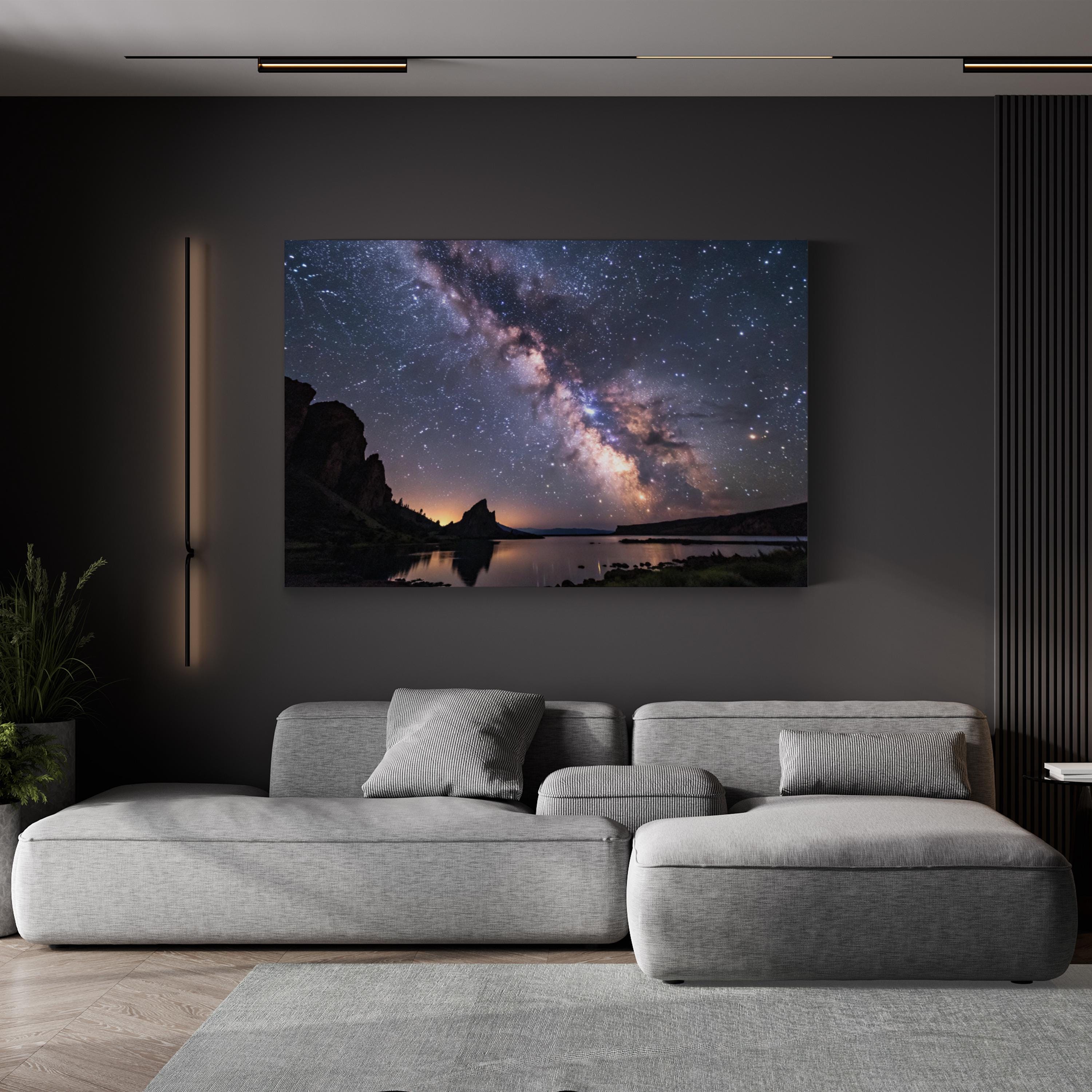 Milky Way Canvas Wall Art — Starry Night Sky Astronomical Photography Print