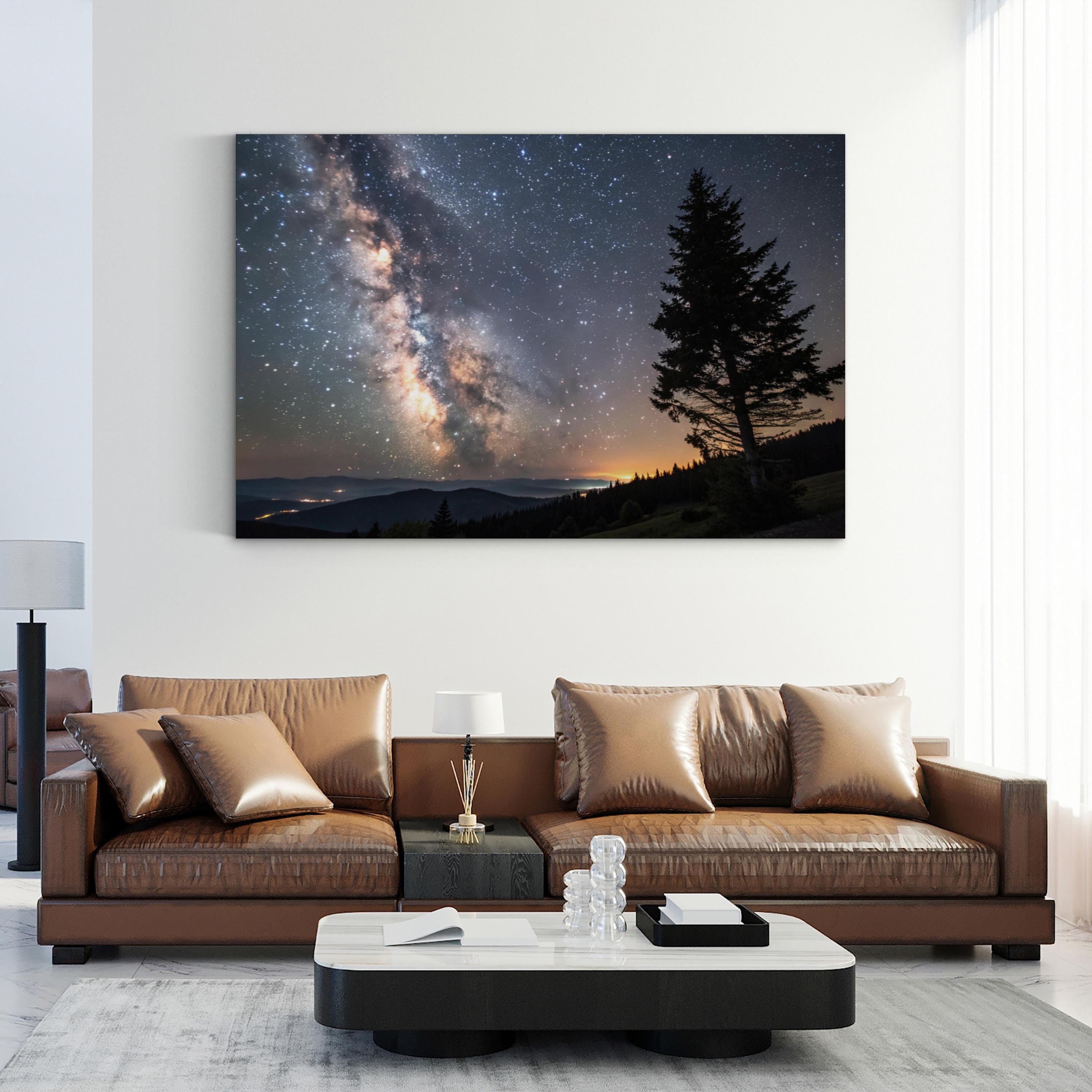 Milky Way Galaxy Night Sky – Vintage Photography Wall Art | Starry Landscape Canvas Print