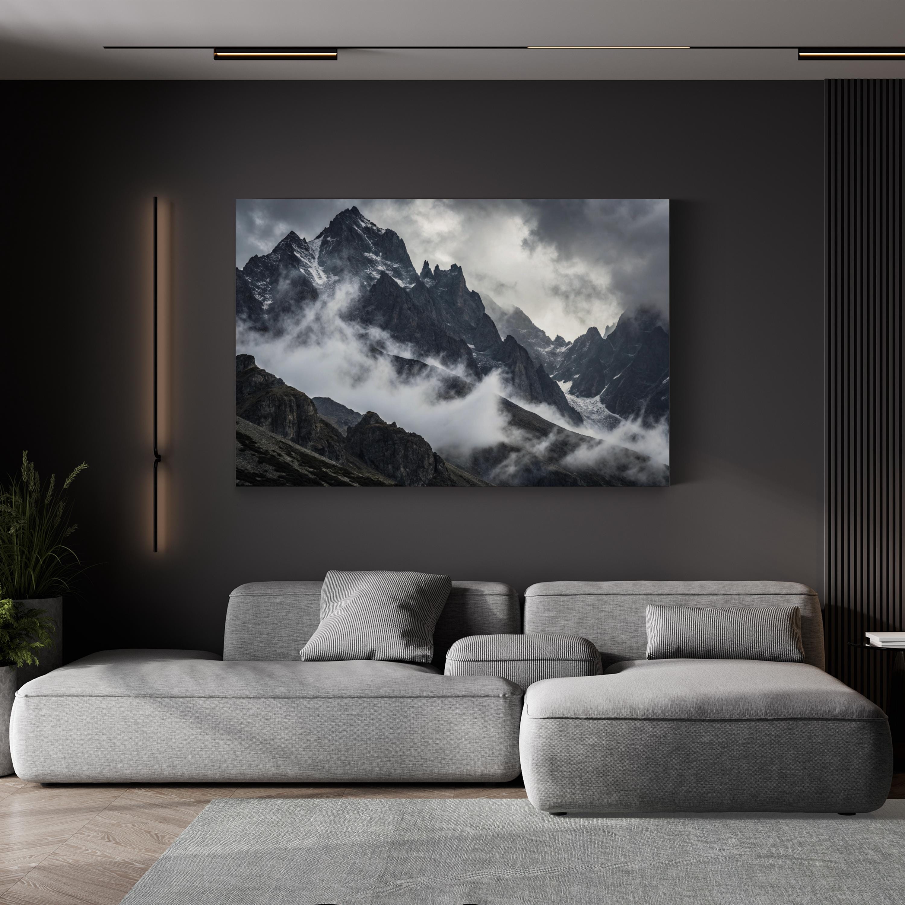 Misty Mountain – Vintage Photography Wall Art | Foggy Alpine Landscape Canvas Print