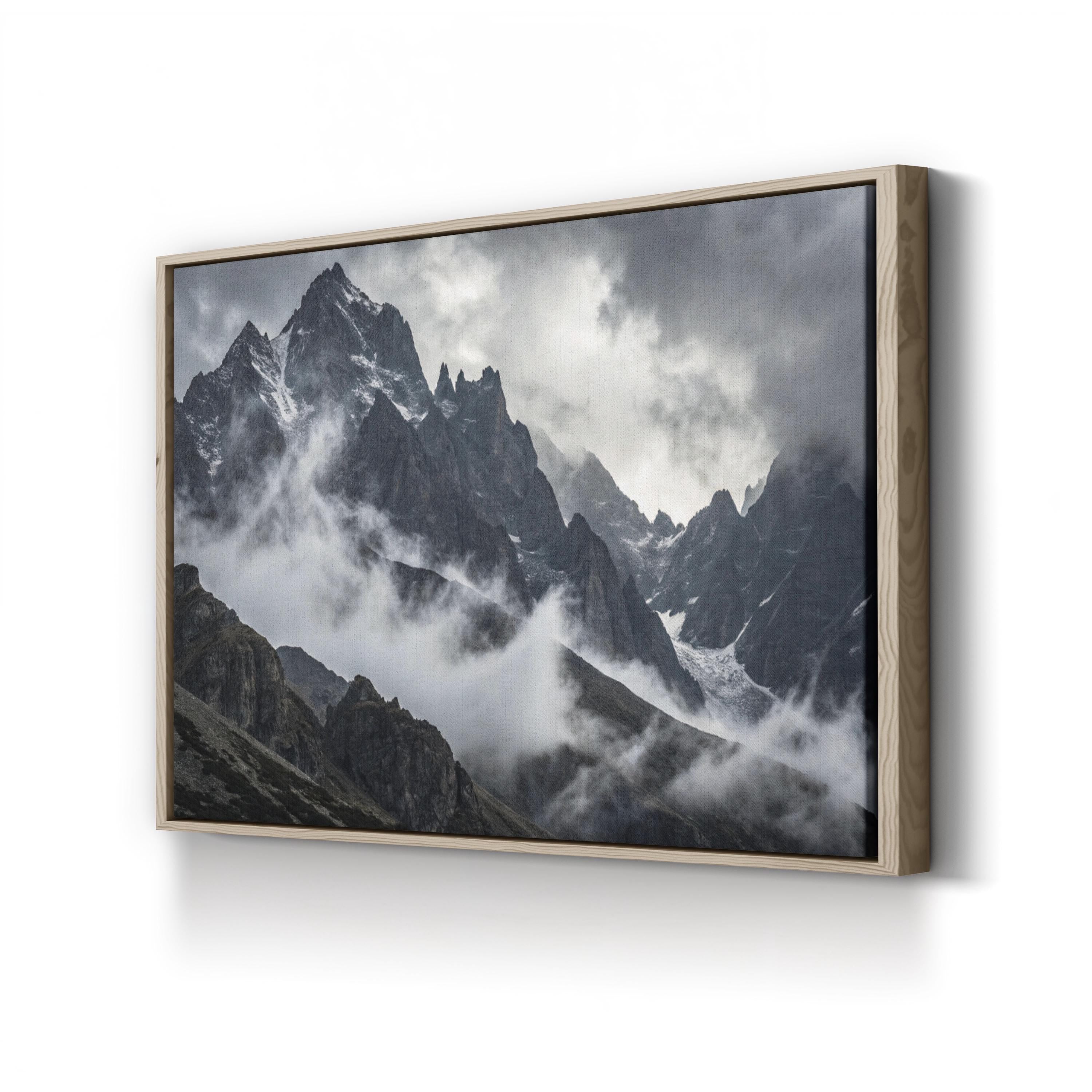 Misty Mountain – Vintage Photography Wall Art | Foggy Alpine Landscape Canvas Print