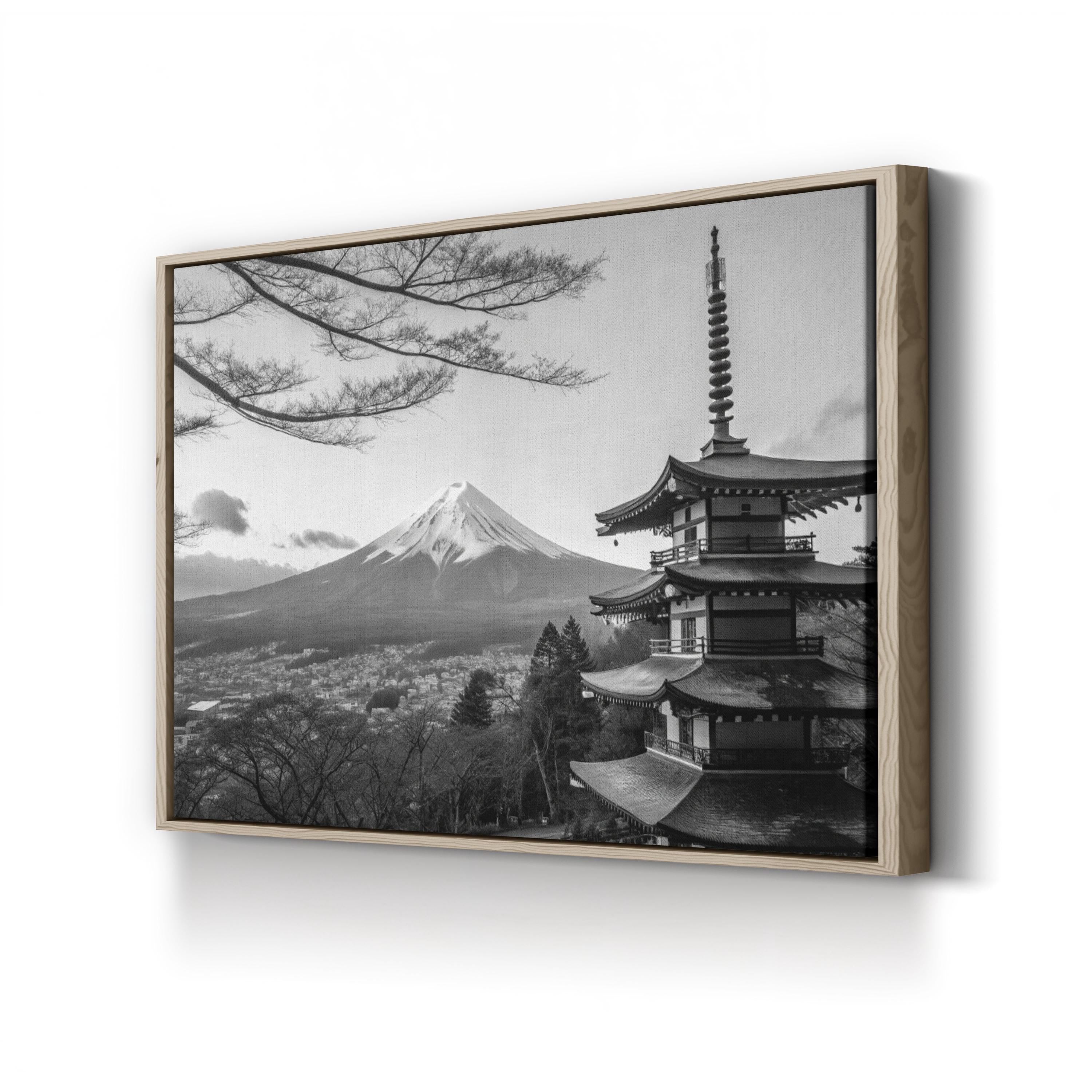 Mount Fuji – Vintage Photography Wall Art | Japanese Temple Landscape Canvas Print