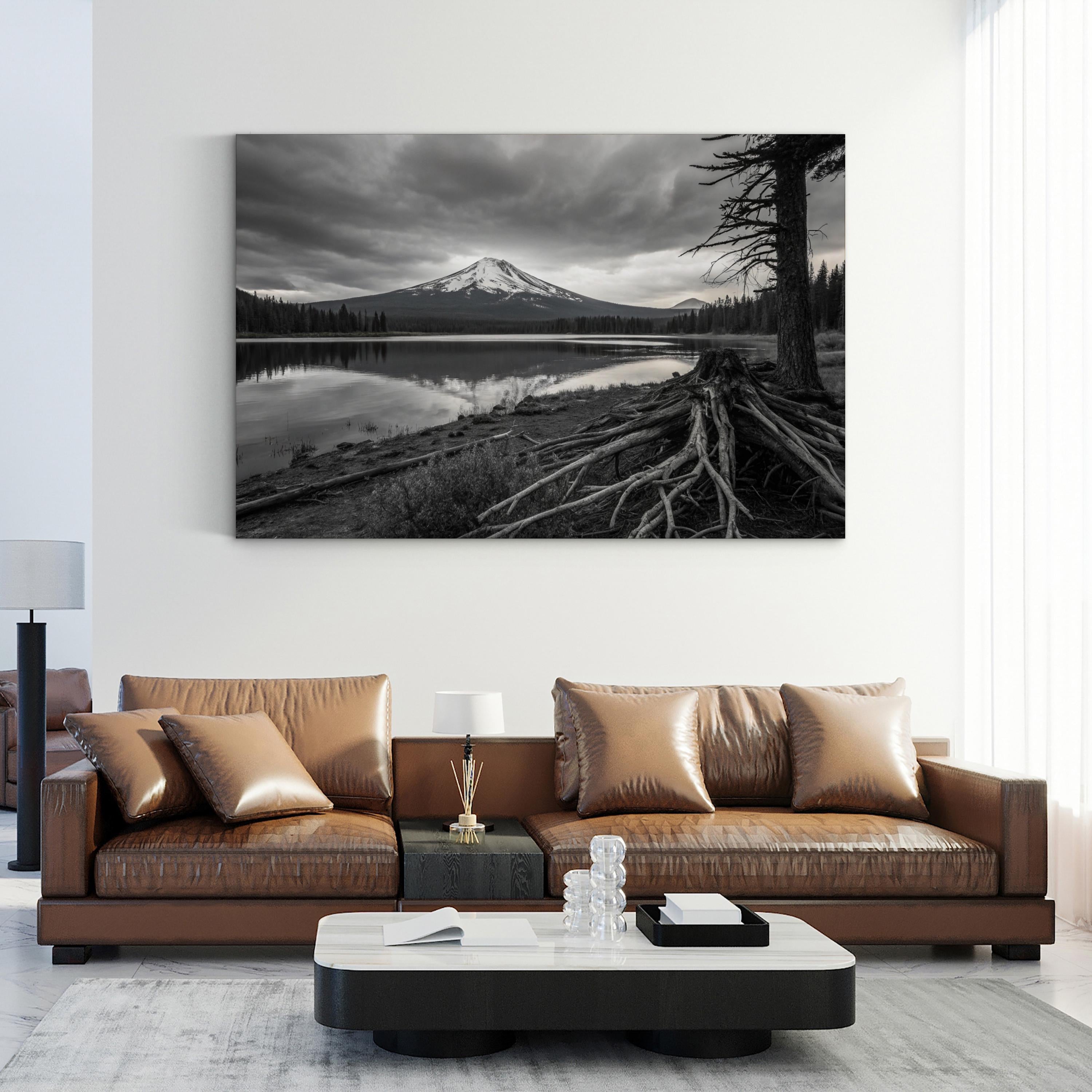 Mt. Bachelor – Vintage Photography Wall Art | Lake & Mountain Landscape Canvas Print