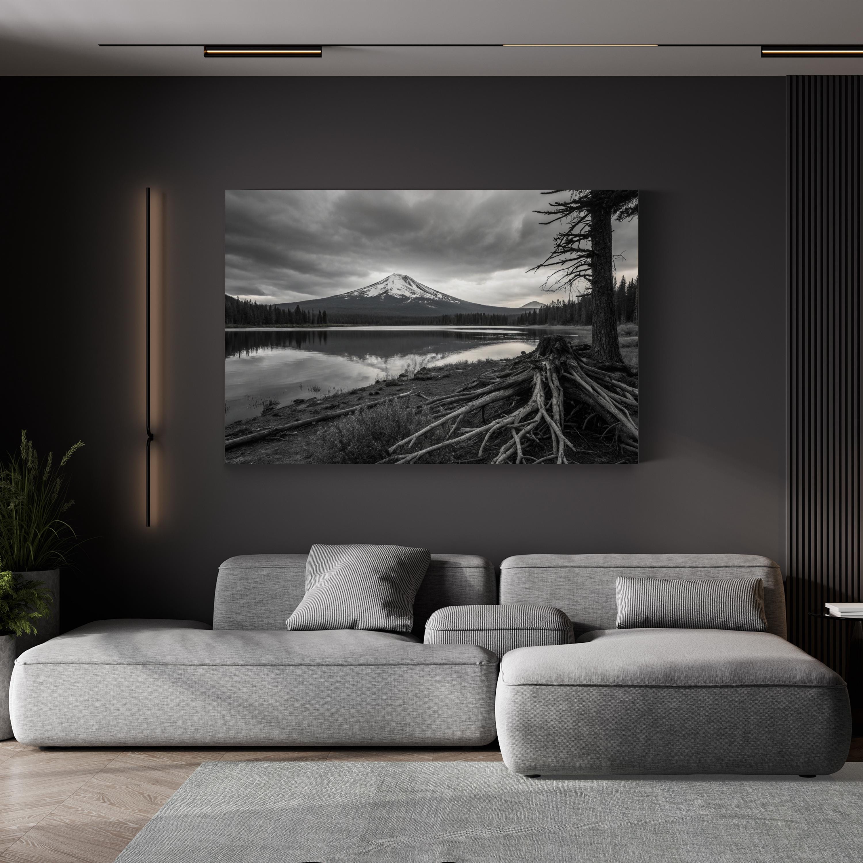 Mt. Bachelor – Vintage Photography Wall Art | Lake & Mountain Landscape Canvas Print