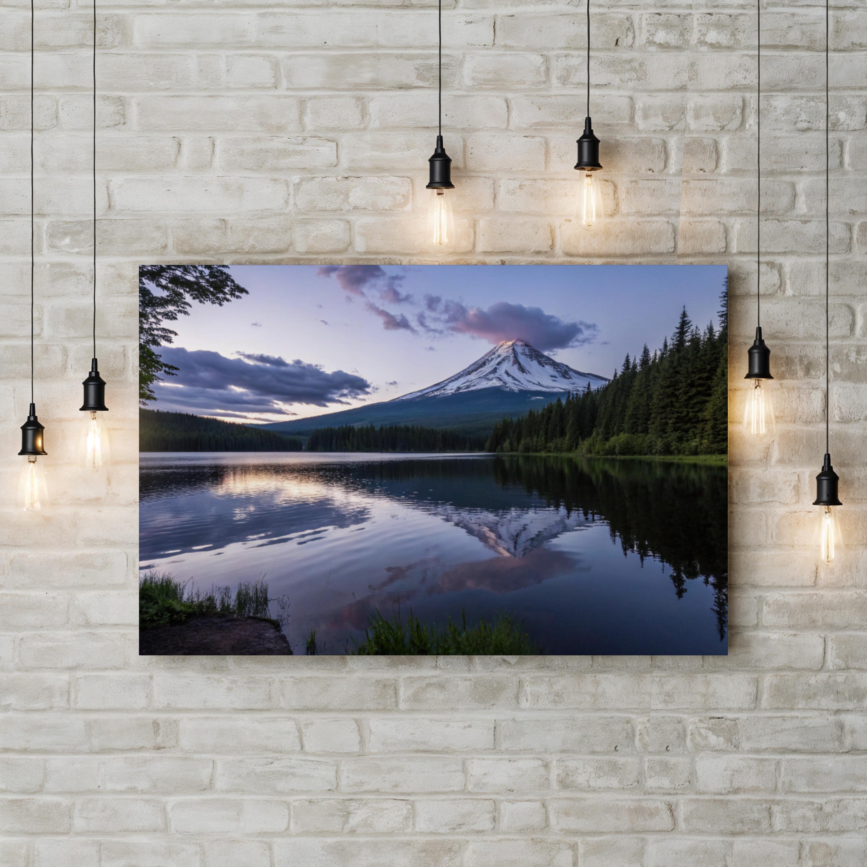 Mount Hood Canvas Wall Art: Mount Hood Oregon Alpine Lake Reflection Landscape Print