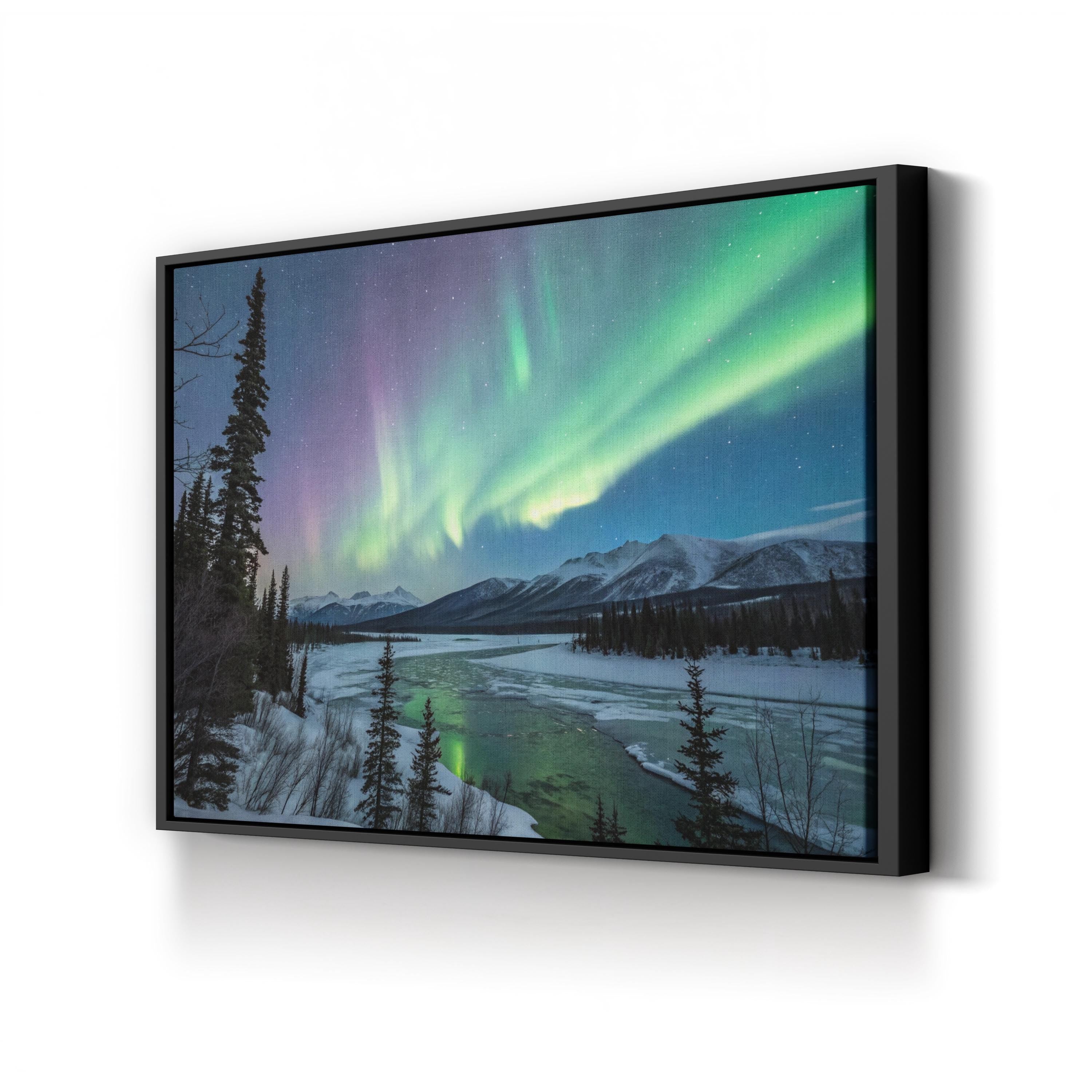 Aurora Borealis Northern Lights – Vintage Photography Wall Art | Winter Night Sky Canvas Print