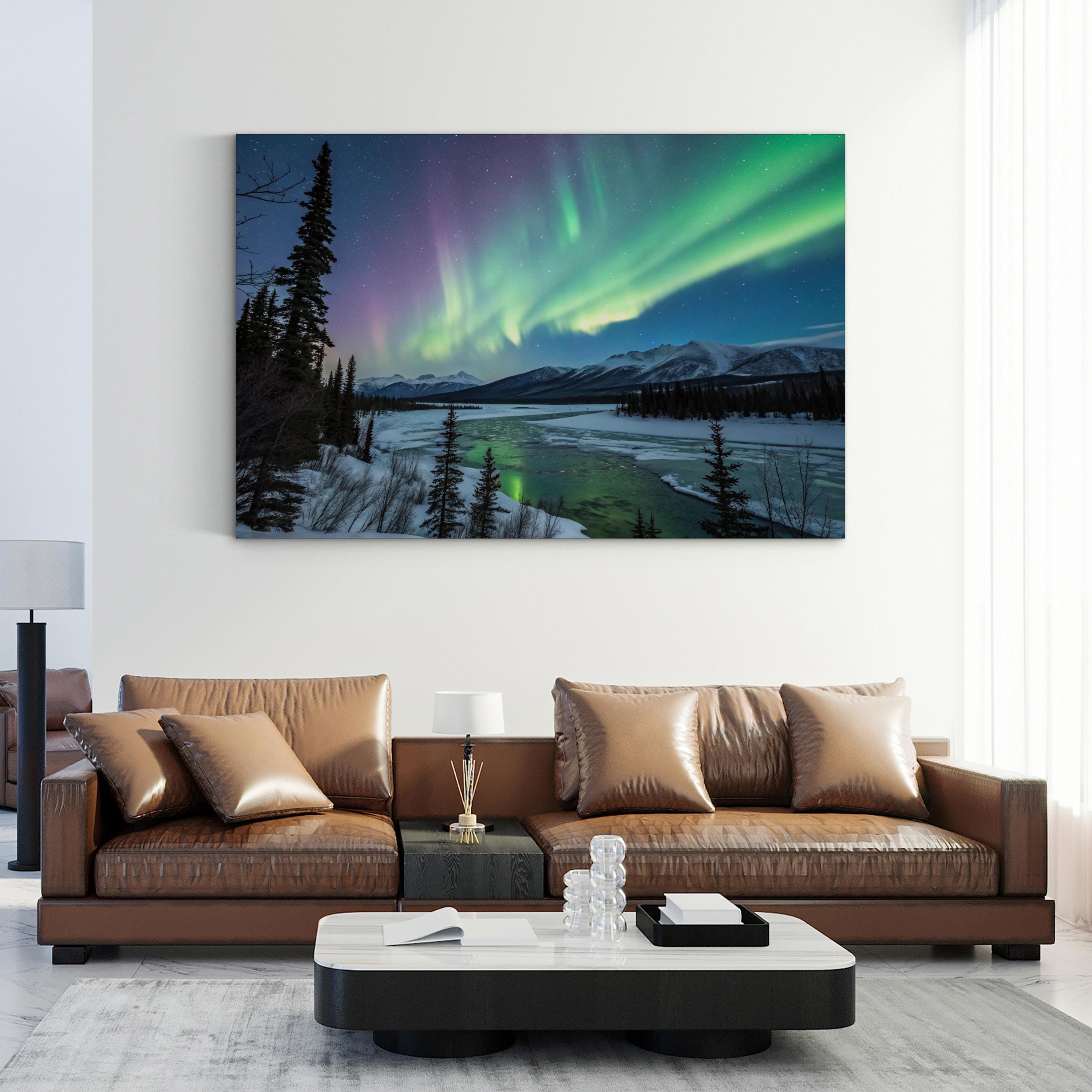 Aurora Borealis Northern Lights – Vintage Photography Wall Art | Winter Night Sky Canvas Print