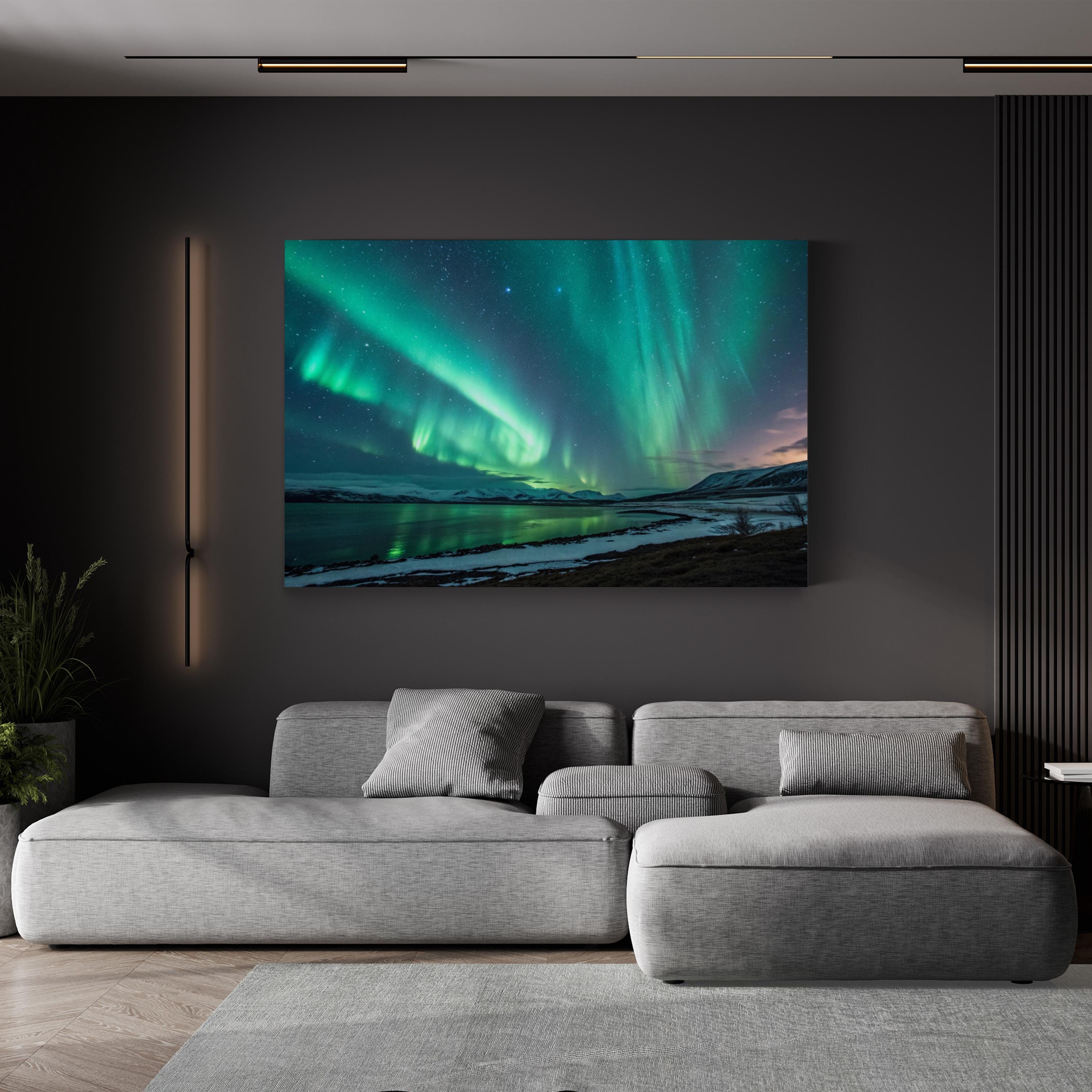 Aurora Borealis Winter Night Sky – Vintage Photography Wall Art | Majestic Landscape Canvas Print
