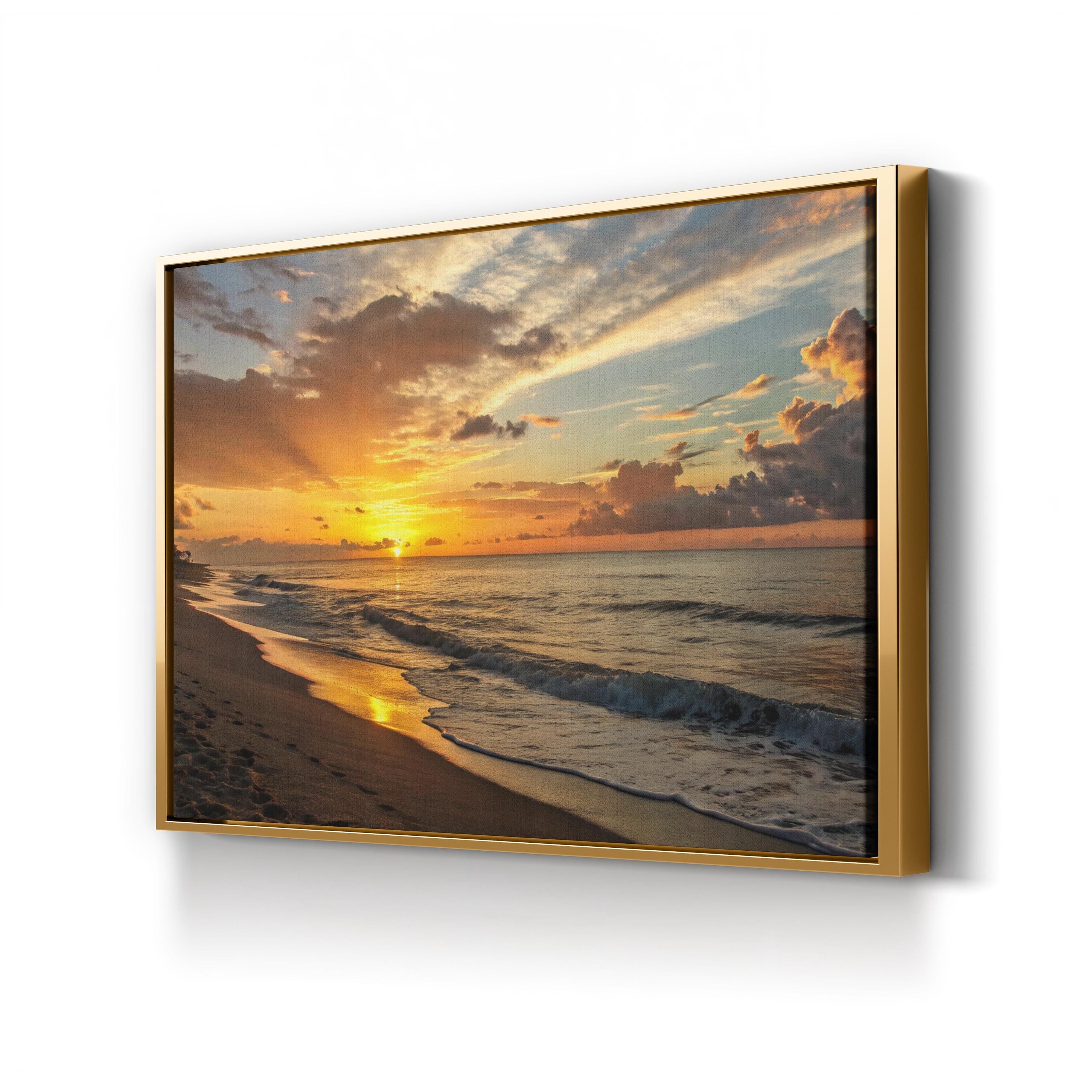 Oregon Coast Sunset Canvas Art – Framed Pacific Seascape