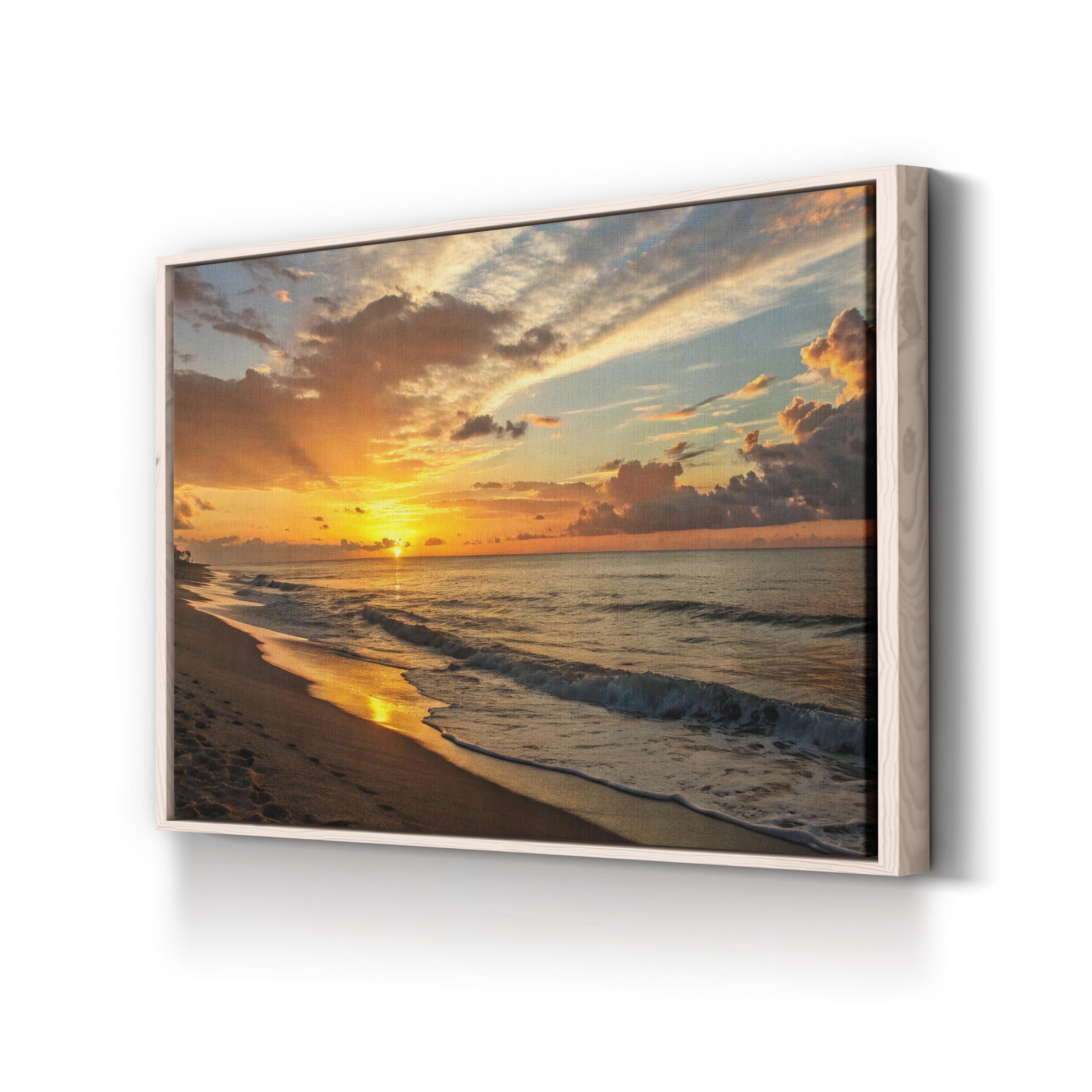 Oregon Coast Sunset Canvas Art – Framed Pacific Seascape