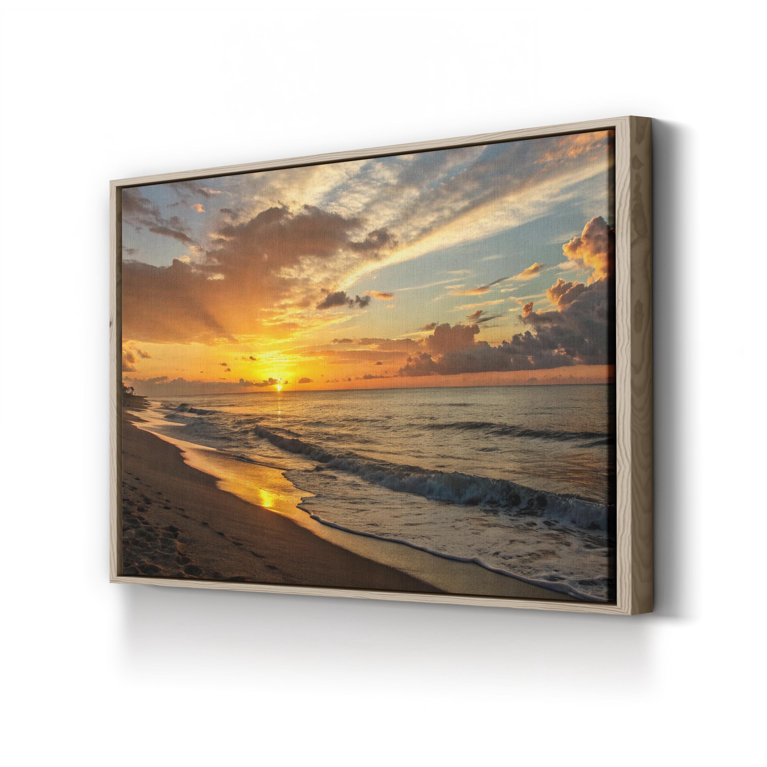 Oregon Coast Sunset Canvas Art – Framed Pacific Seascape