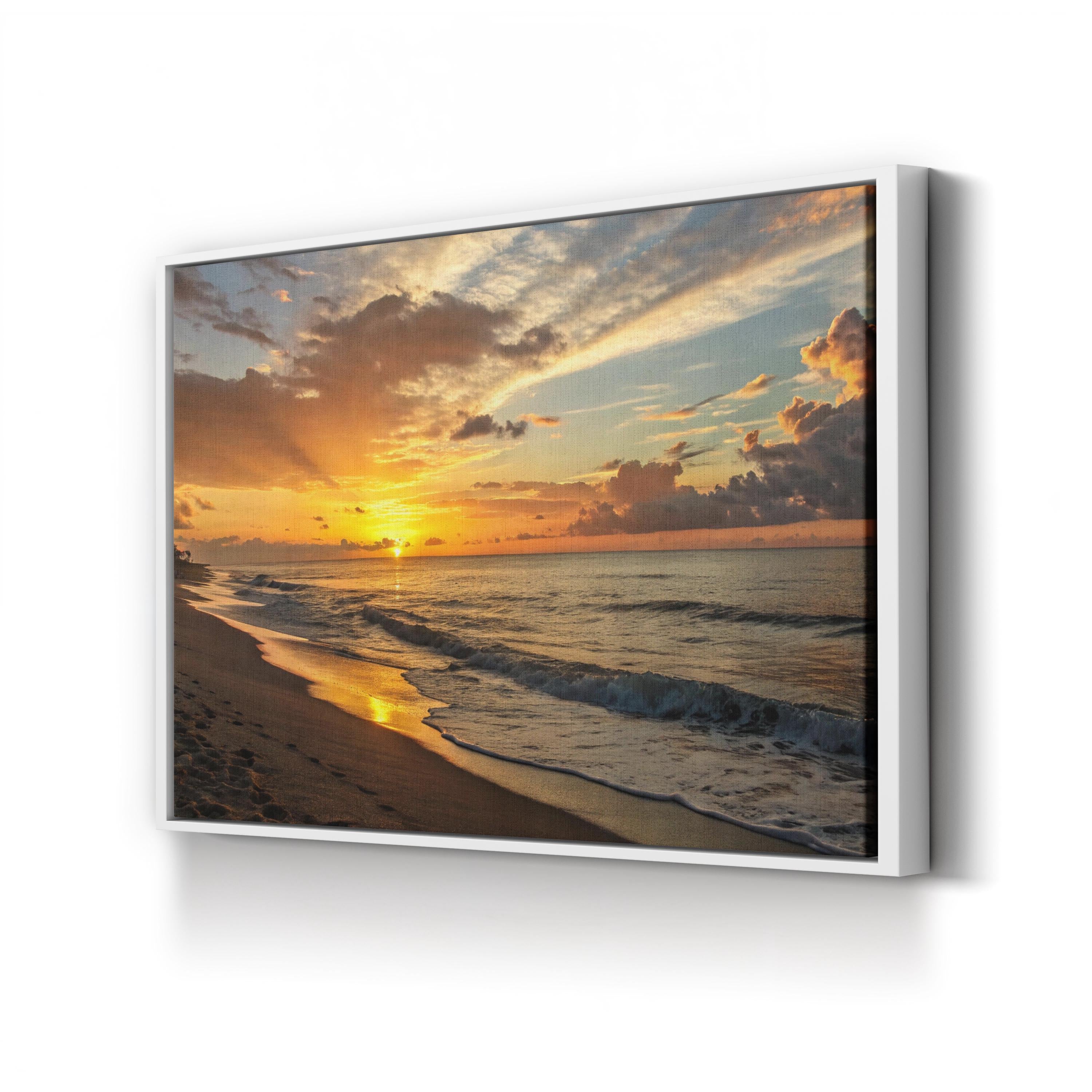 Oregon Coast Sunset Canvas Art – Framed Pacific Seascape