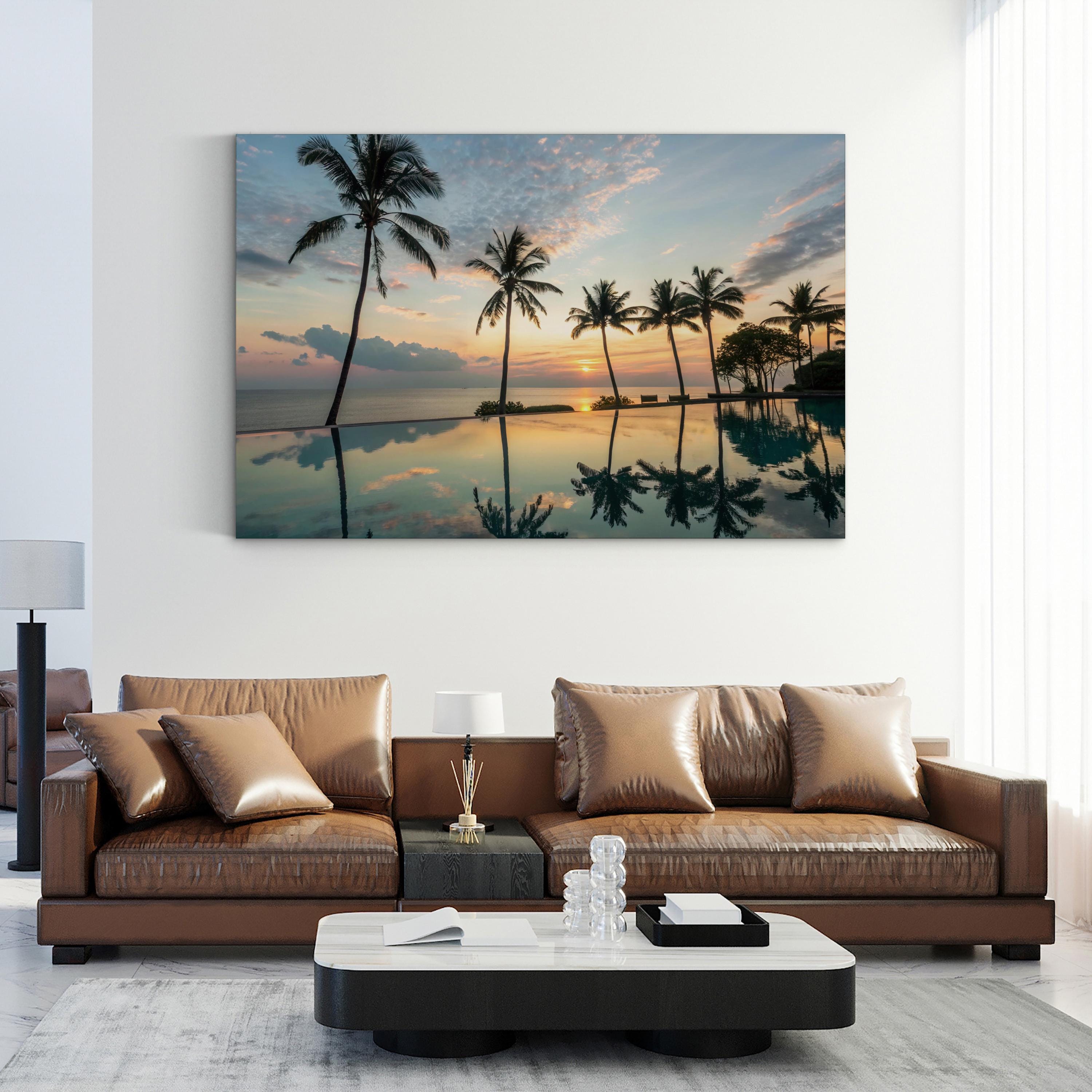 Palm Tree Reflection Canvas Print – Tropical Coastal Seascape