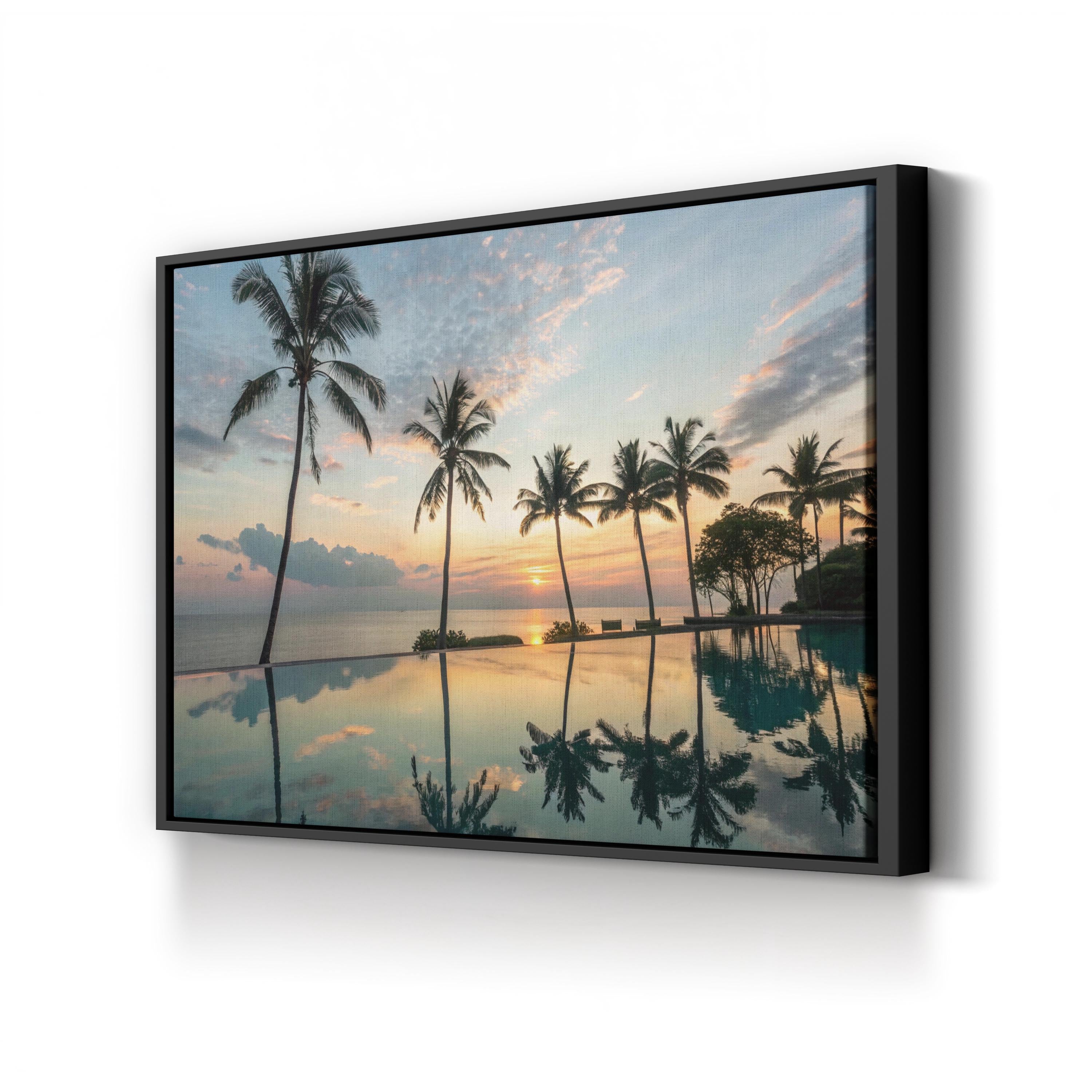 Palm Tree Reflection Canvas Print – Tropical Coastal Seascape