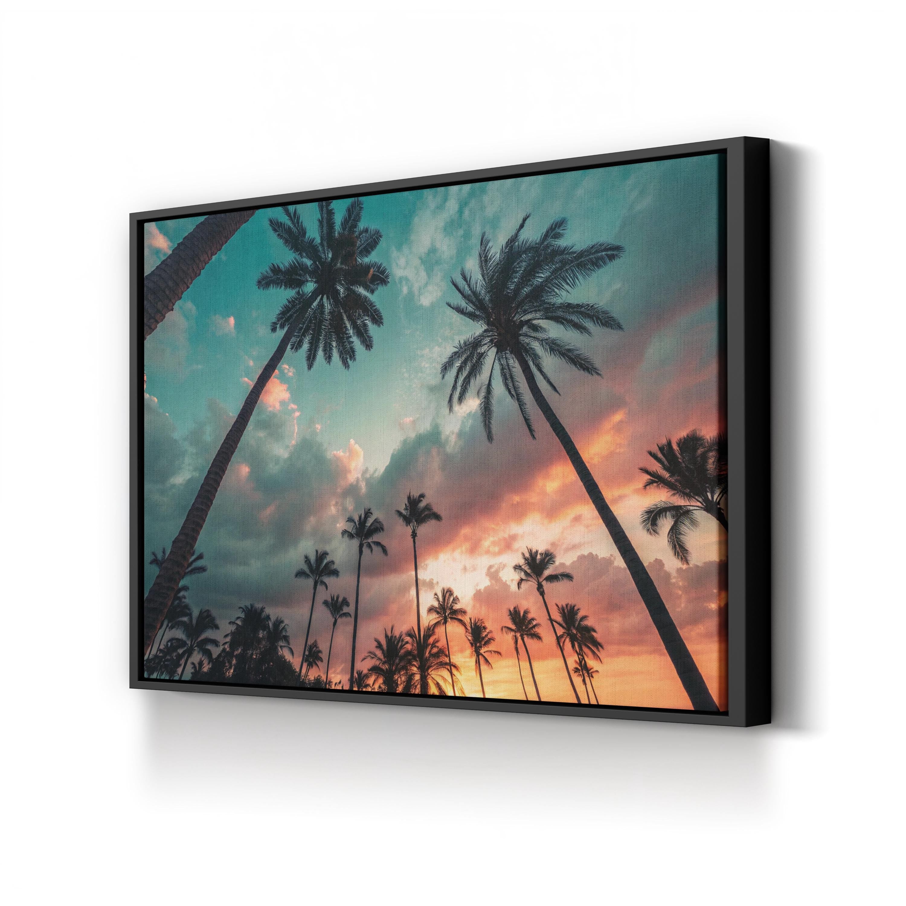 Palm Tree Sunrise – Vintage Photography Wall Art | Coastal Beach Canvas Print