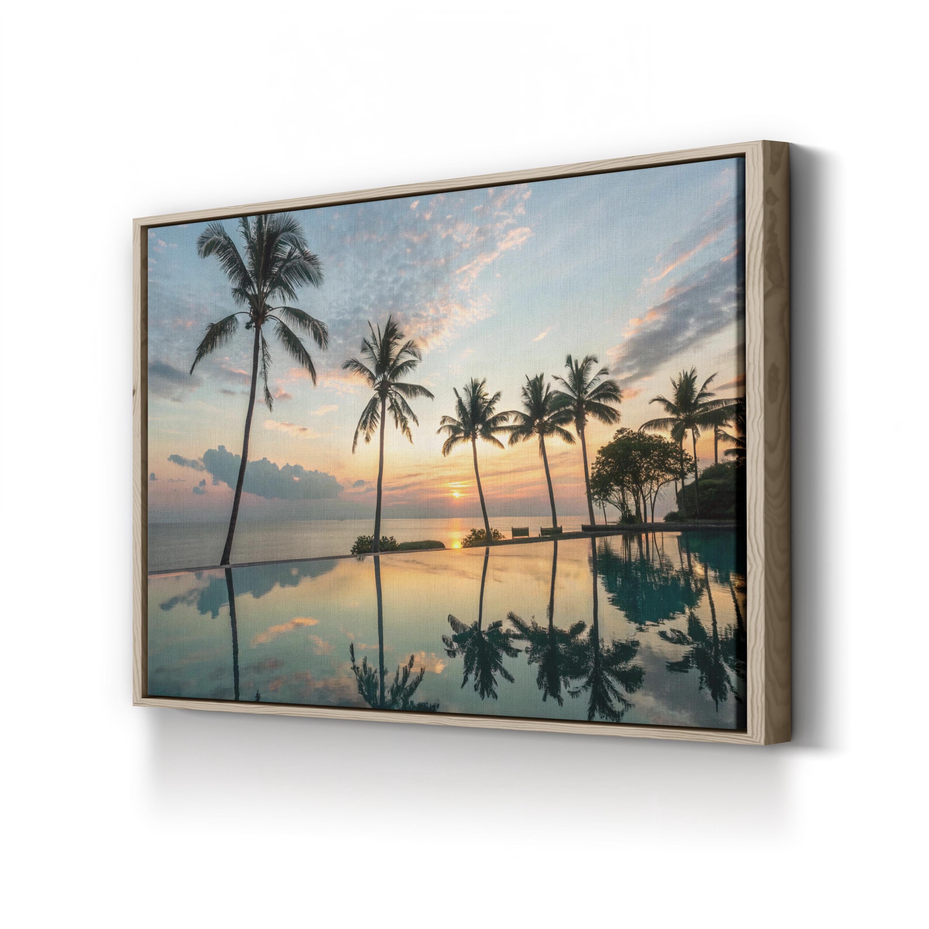 Palm Tree Reflection Canvas Print – Tropical Coastal Seascape
