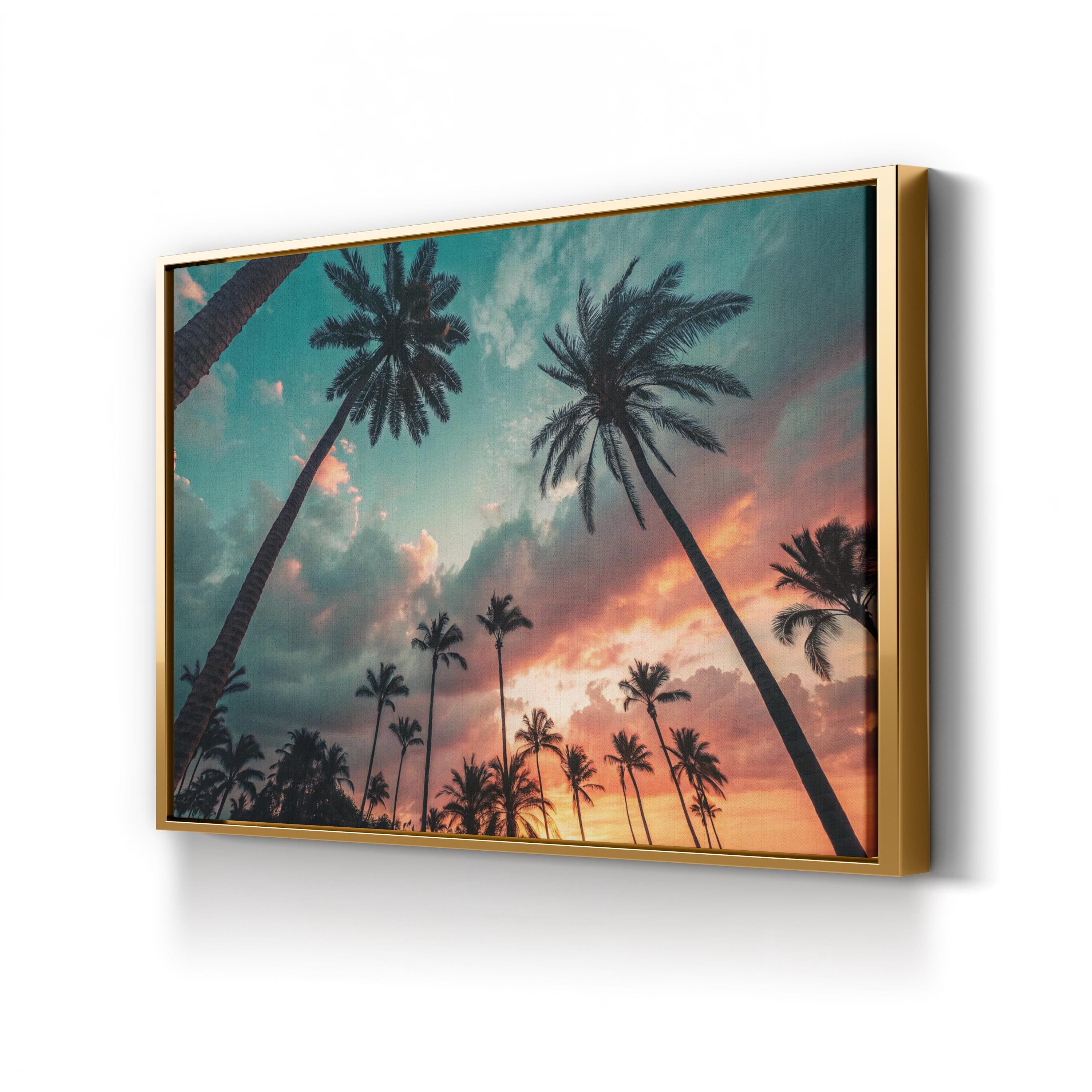 Palm Tree Sunrise – Vintage Photography Wall Art | Coastal Beach Canvas Print