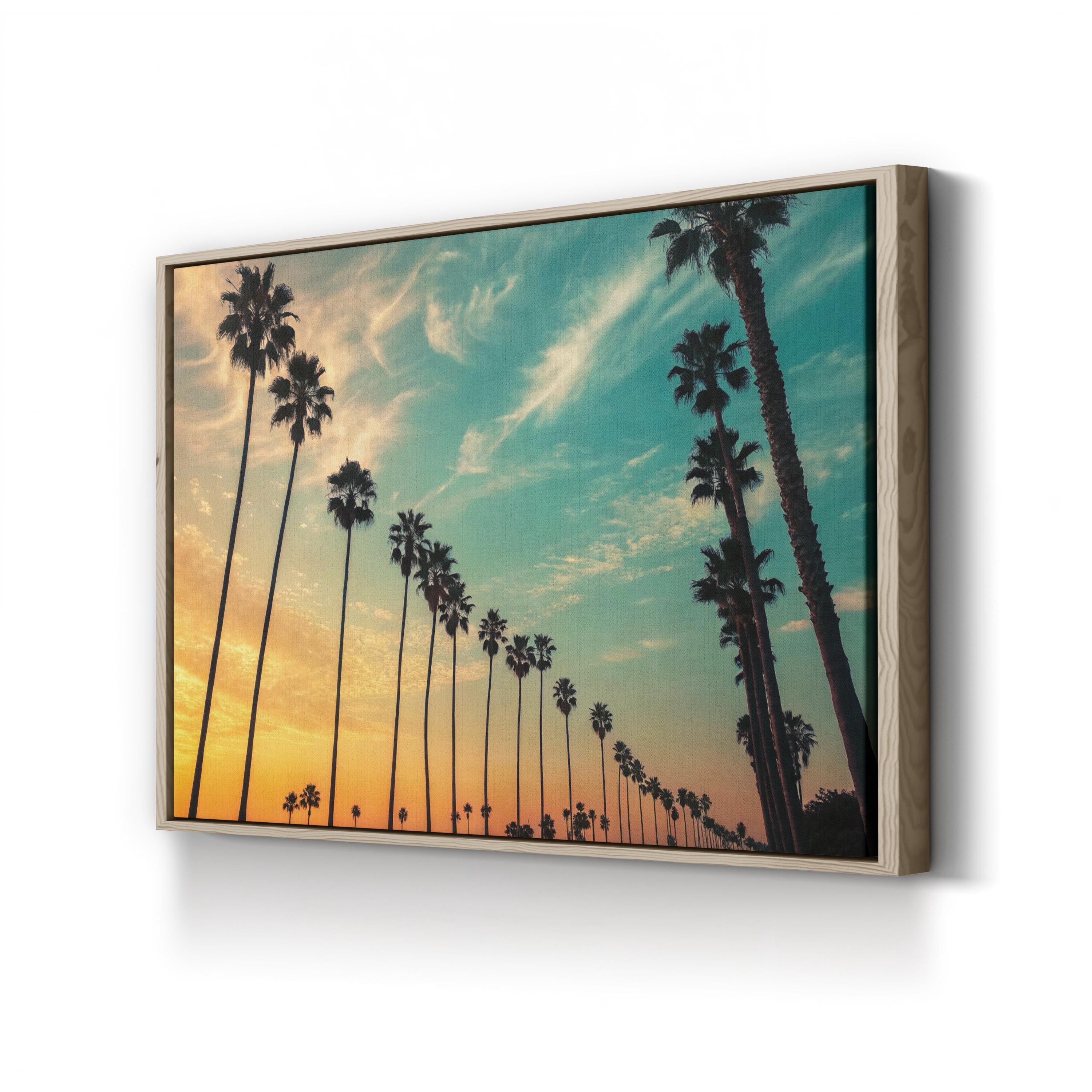 Santa Barbara Palm Beach Sunset – Vintage Photography Wall Art | California Coastal Canvas Print
