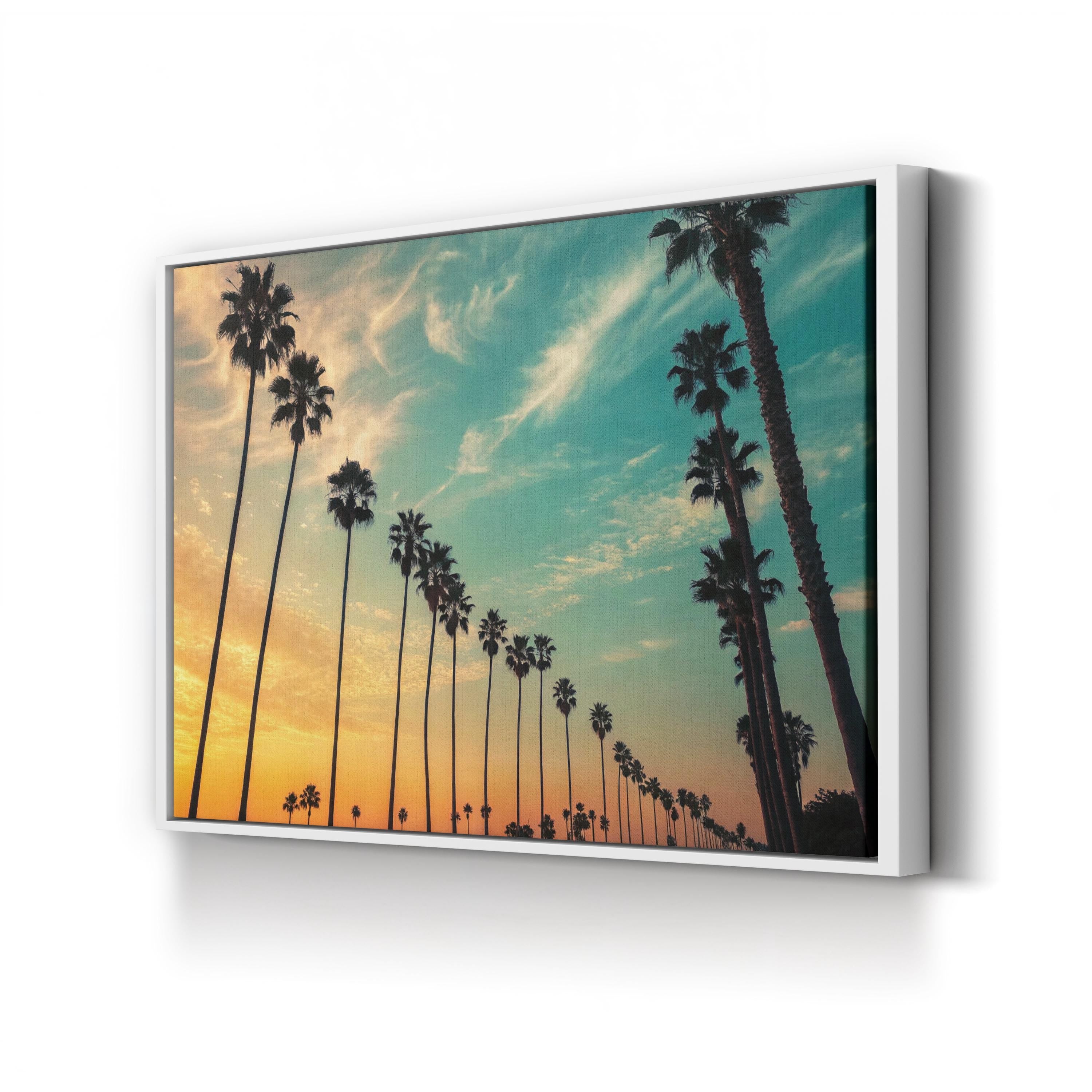 Santa Barbara Palm Beach Sunset – Vintage Photography Wall Art | California Coastal Canvas Print
