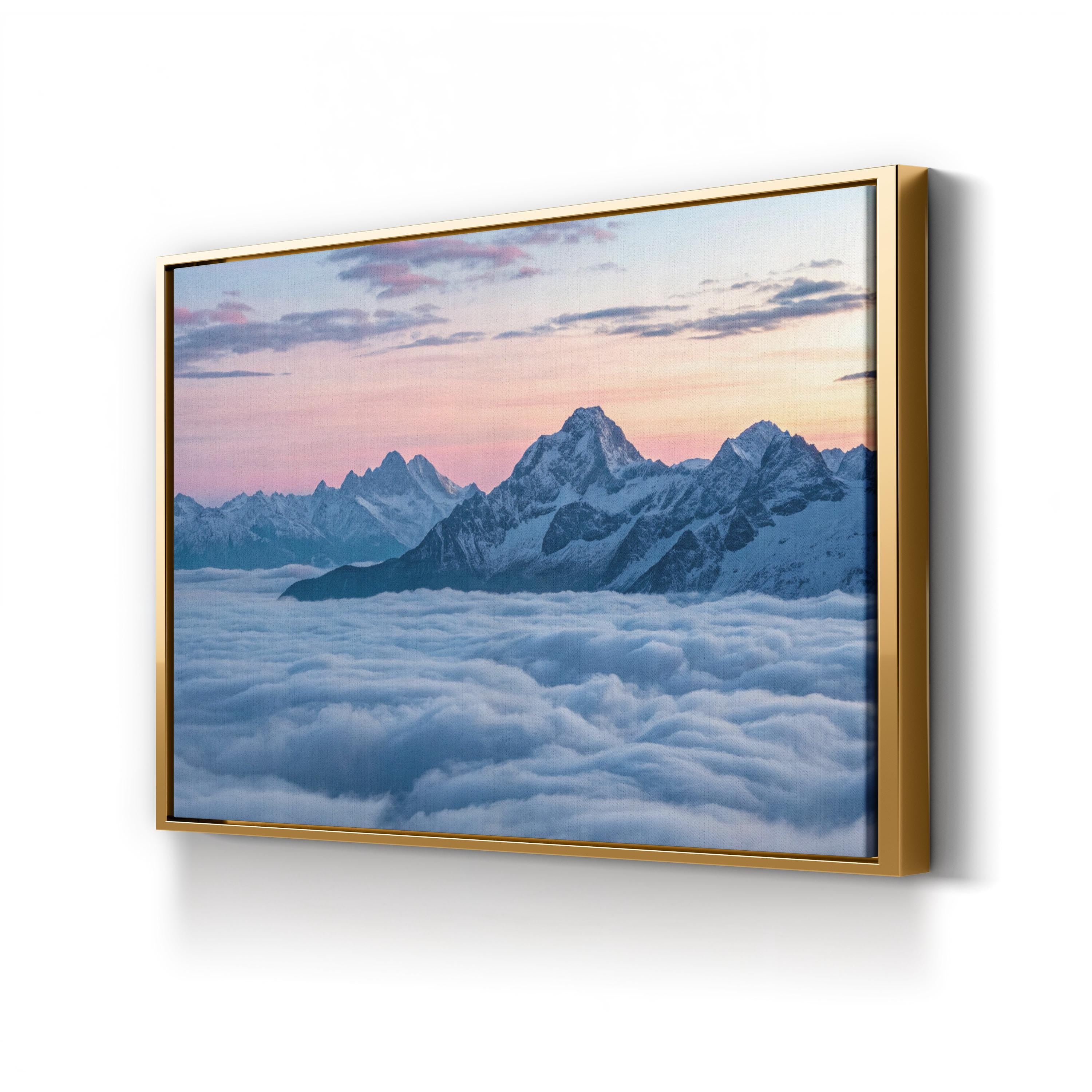 Mountain Sunrise Snowy Peaks – Vintage Photography Wall Art | Alpine Landscape Canvas Print