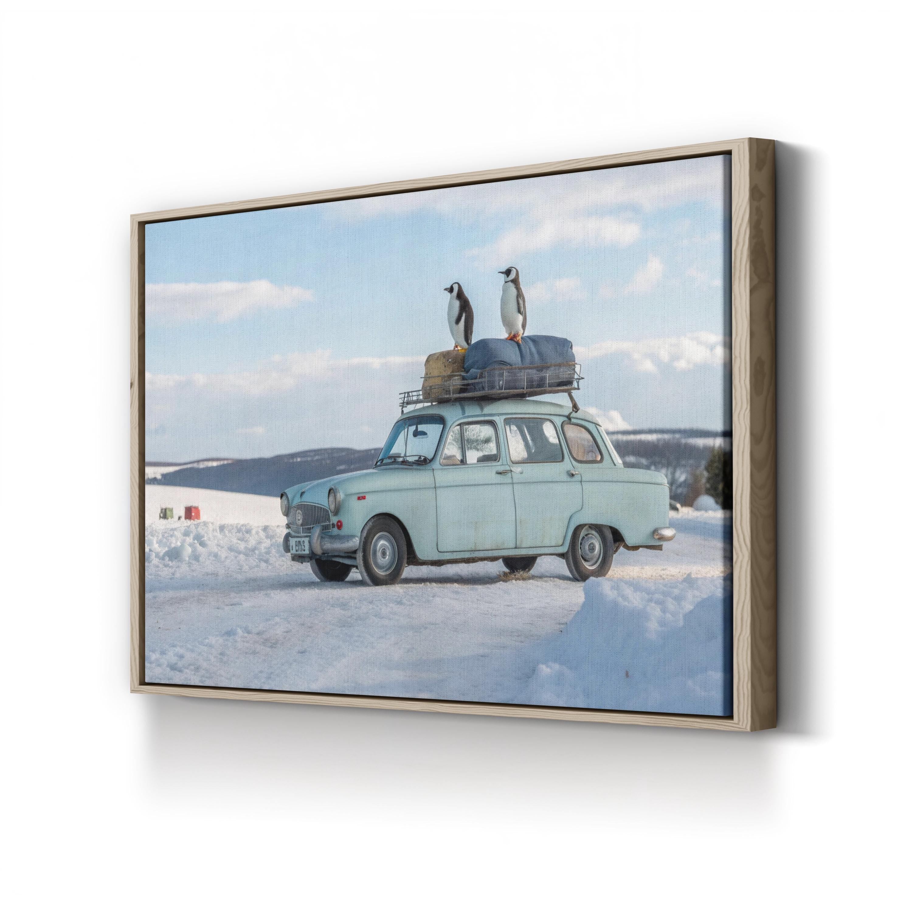 Vintage Car Travel Map – Period Illustration Wall Art | Classic Automotive Canvas Print