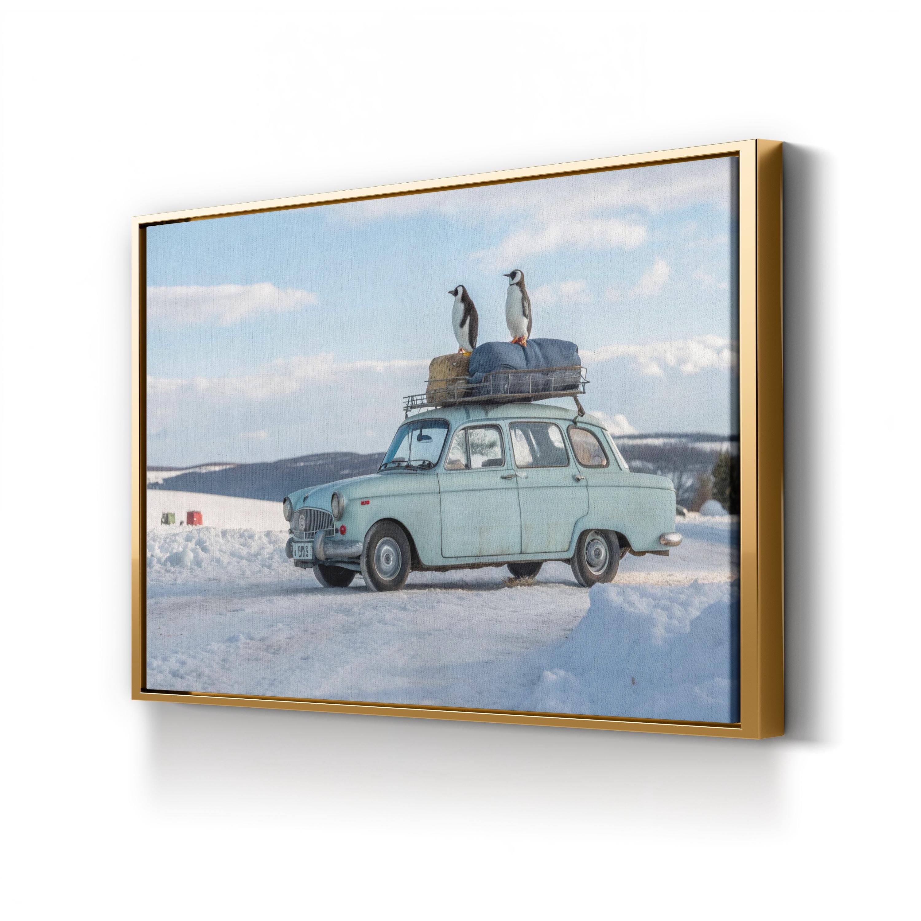 Vintage Car Travel Map – Period Illustration Wall Art | Classic Automotive Canvas Print