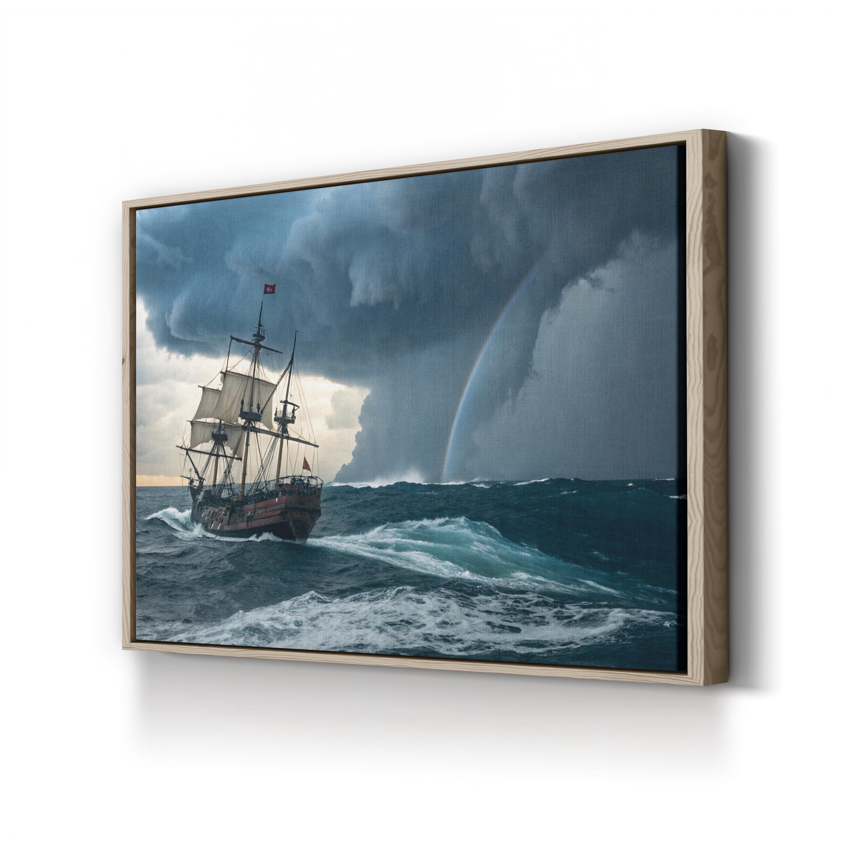 Pirate Ship Storm Canvas Art – Dramatic Nautical Seascape